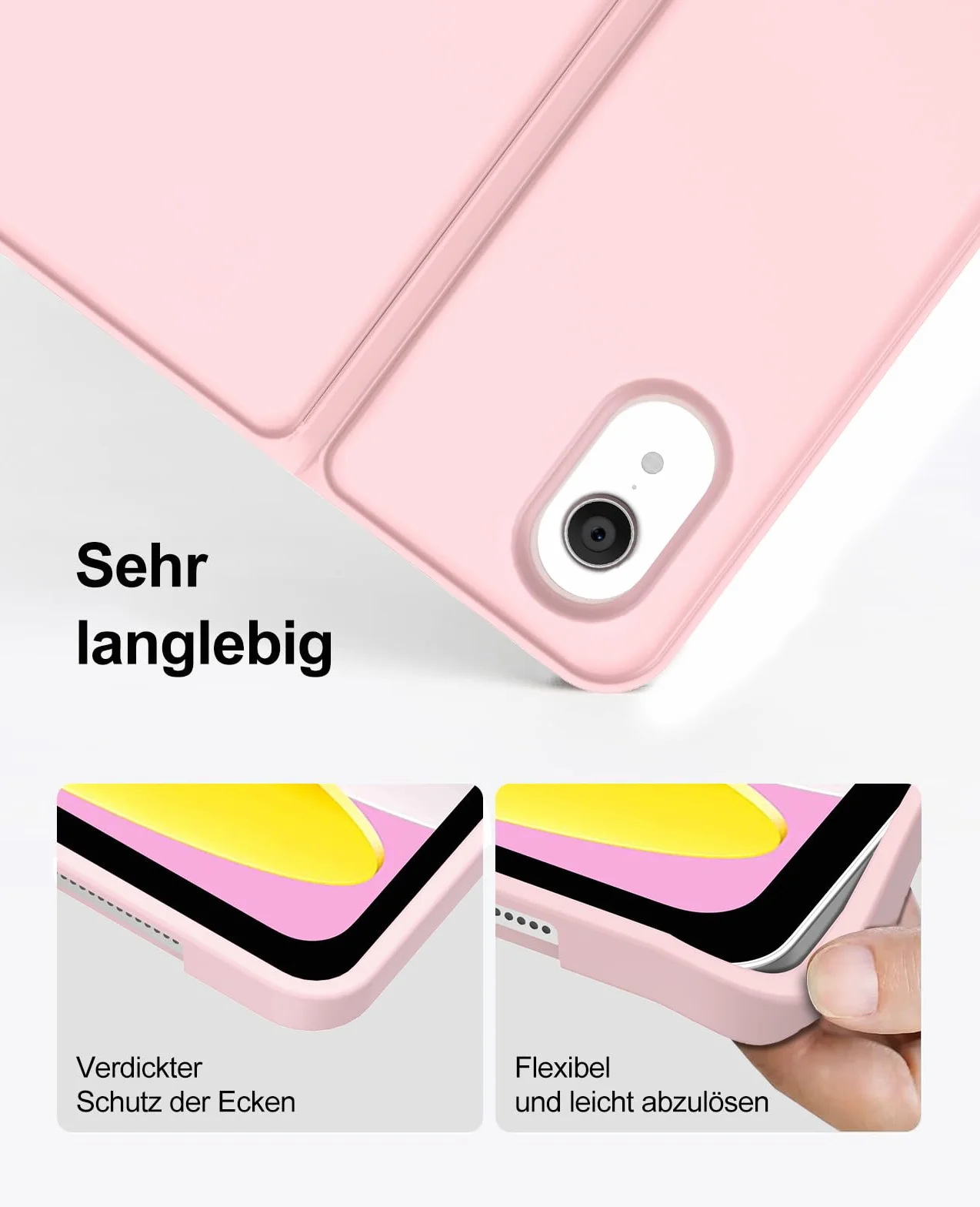 SENGBIRCH Etui do iPad 10. generacji 2022/11. Gen A16 2025 - QWERTZ niemiecka klawiatura z otworem na długopis, bezprzewodowa zdejmowana folia