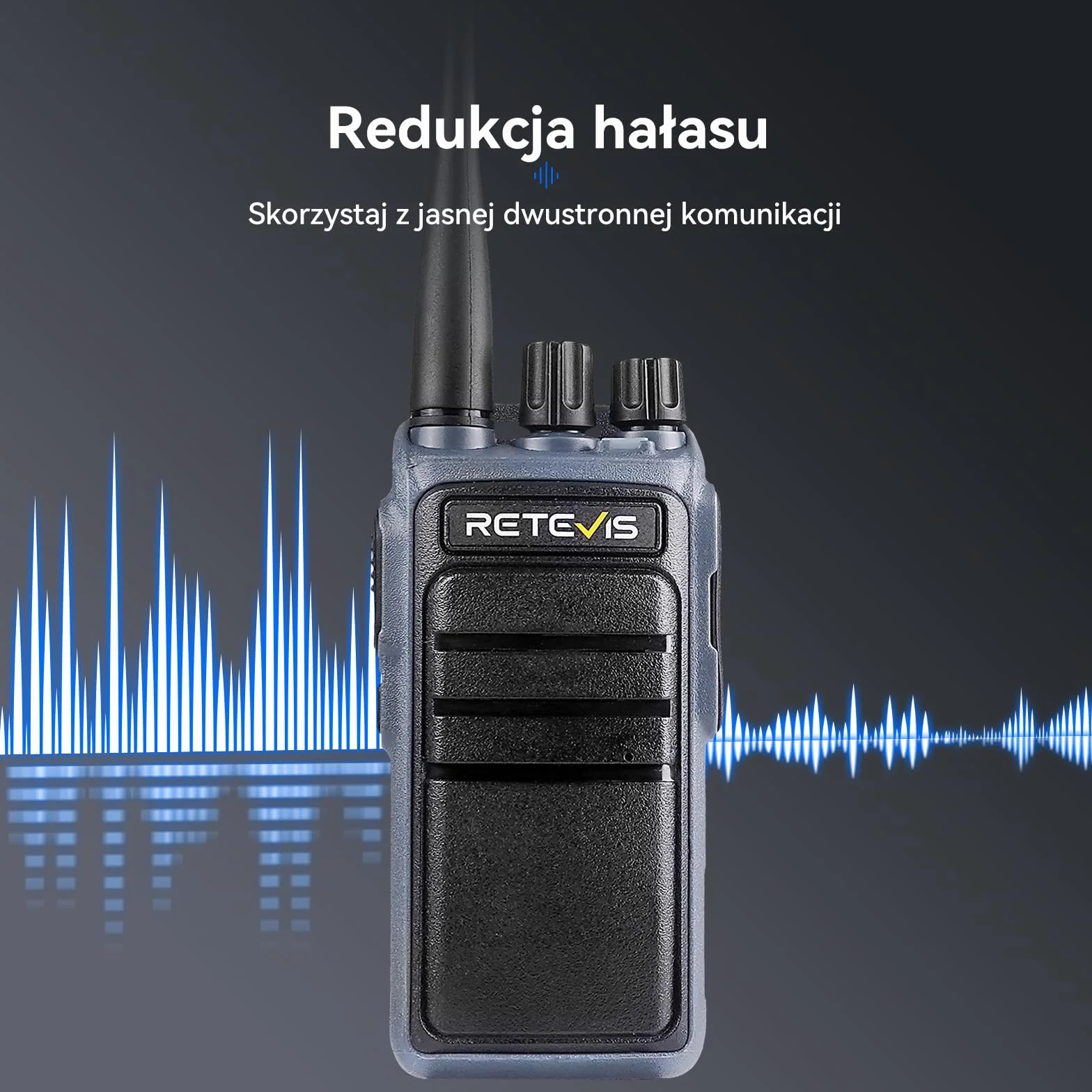 Retevis C64 Walkie Talkies Dwupasmowe krótkofalówki dalekiego zasiegu, Inteligentne Rozpoznawanie Głosu, Redukcja Szumów, Przenośne Radio ze Słuchawkami do Restauracji, Hoteli (Czarne, 4 szt)