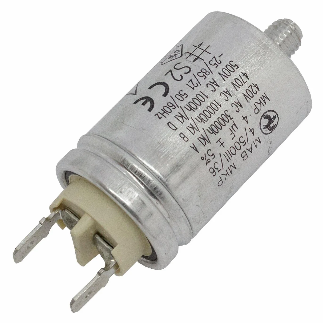 Kondensator rozruchowy Hydra MKP-500 4-A [wraz z wtyczka 6,3x0,8mm] | kondensator silnikowy 4µF 470V 30x48mm I kondensator z wysokiej jakosci metalowa