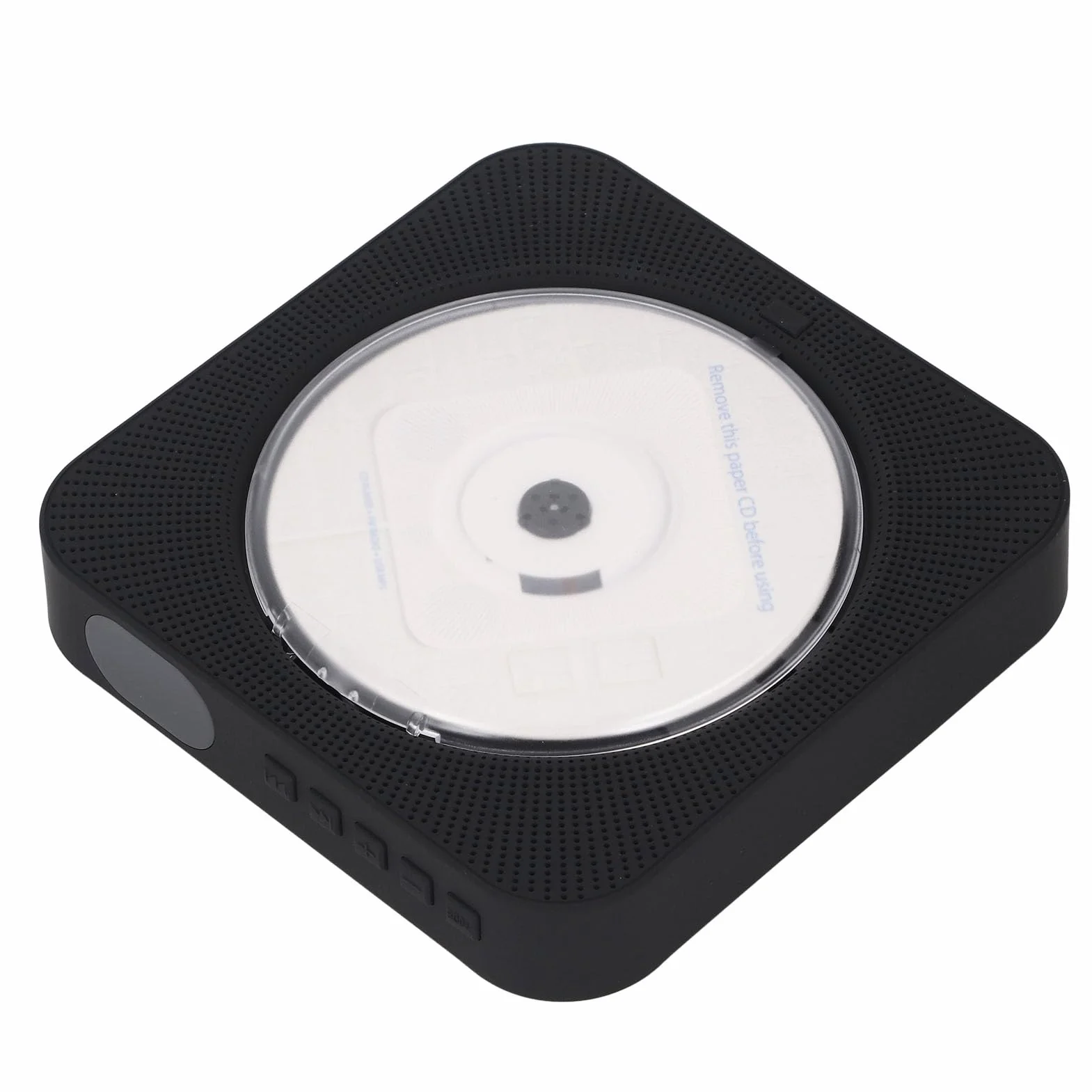 Sxhlseller Odtwarzacz CD z Głośnikami i Pilotem, Bezprzewodowy Domowy Zestaw Stereo Bluetooth 5.0 do Montażu na ścianie z osłoną ochronną, Wejście AUX, Obsługuje Płyty CD/-R/MP3/WMA (BLACK)