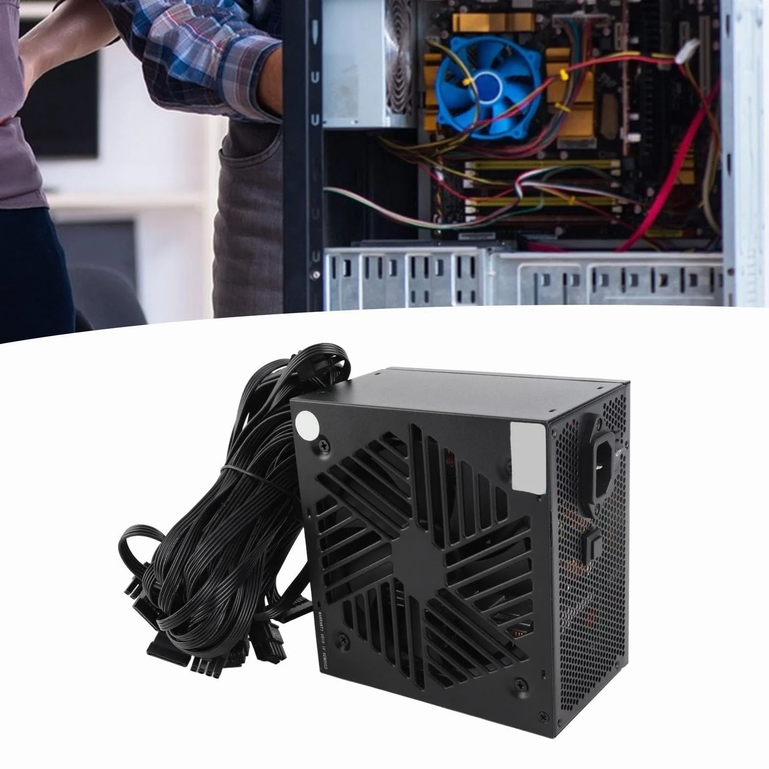Tosuny Zasilacz do Komputera Stacjonarnego 800 W |Aktywny PFC, Dwurdzeniowy, Automatyczny Wentylator do Gier