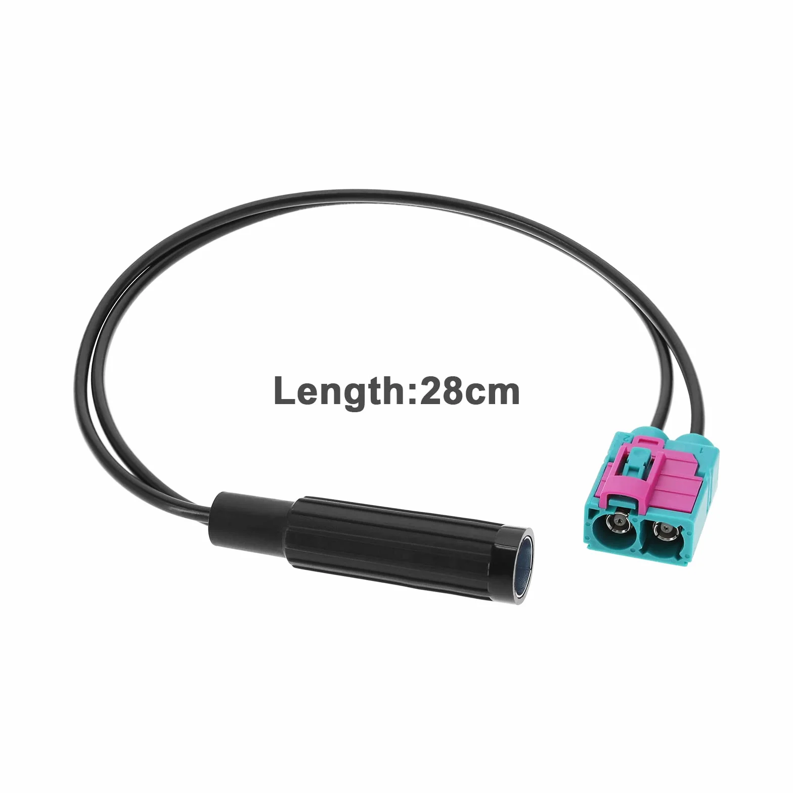 Podwójna Fakra żeńska na DIN antena samochodowa adapter FM AM radio złącze kabel RG174 28 cm
