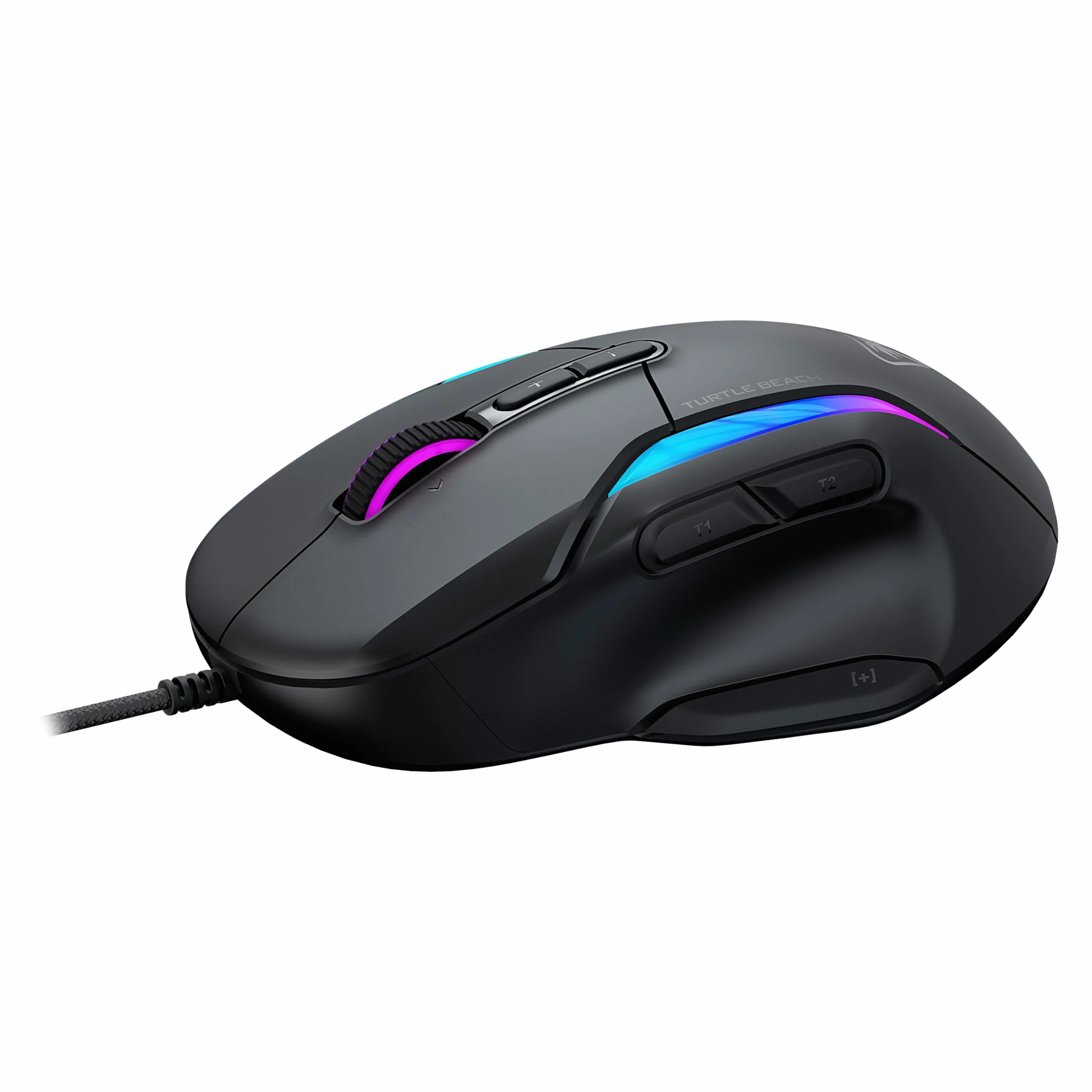 Turtle Beach Kone II Przewodowa ergonomiczna mysz do gier RGB, czujnik optyczny 26K DPI, prze??czniki optyczne 100 m, 23 konfigurowalne wej?cia, kó?ko przewijania 4D, czyste ?lizgacze PTFE, popielaty