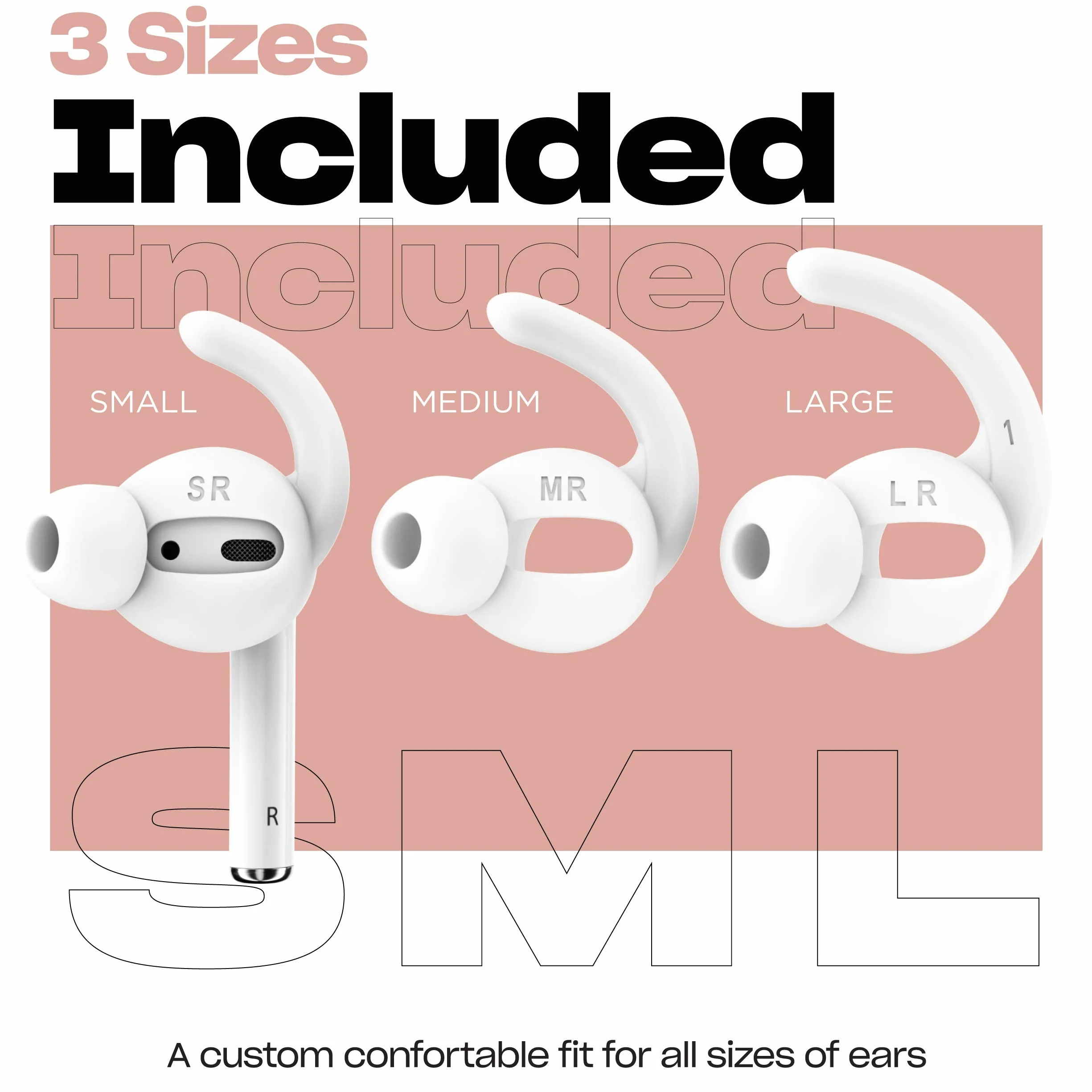 Keybudz EarBuddyz Ultra douszne, antypoślizgowe, silikonowe nakładki do słuchawek Apple AirPods, słuchawki EarPods, akcesoria do słuchawek, nauszniki, słuchawki, sportowe, białe