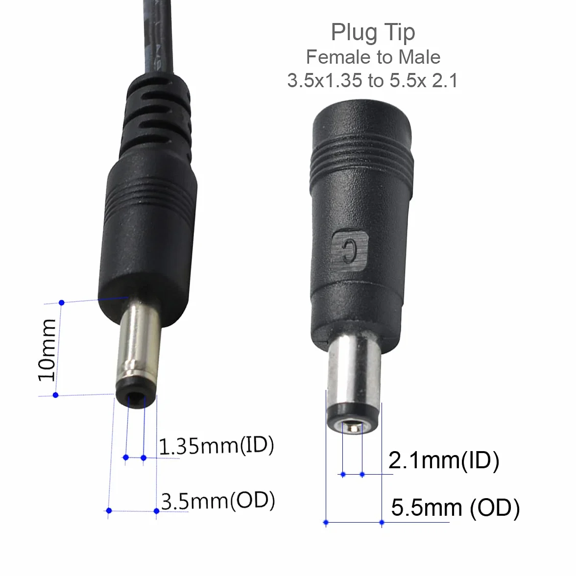 Zasilacz AC na DC 5V 2A 3,5 mm x 1,35 mm ze złączem 5,5 mm x 2,1 mm