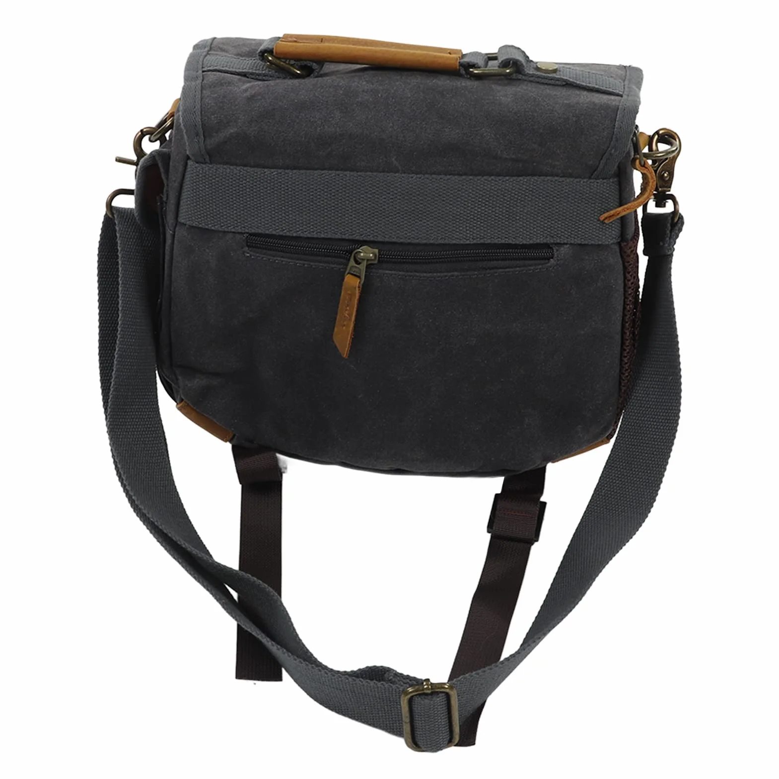 Vintage Canvas Camera Bag, 10,2x7.9x4,7 cala woskowane płótno z skórzaną torbą na ramię na ramię do fotografii DSLR