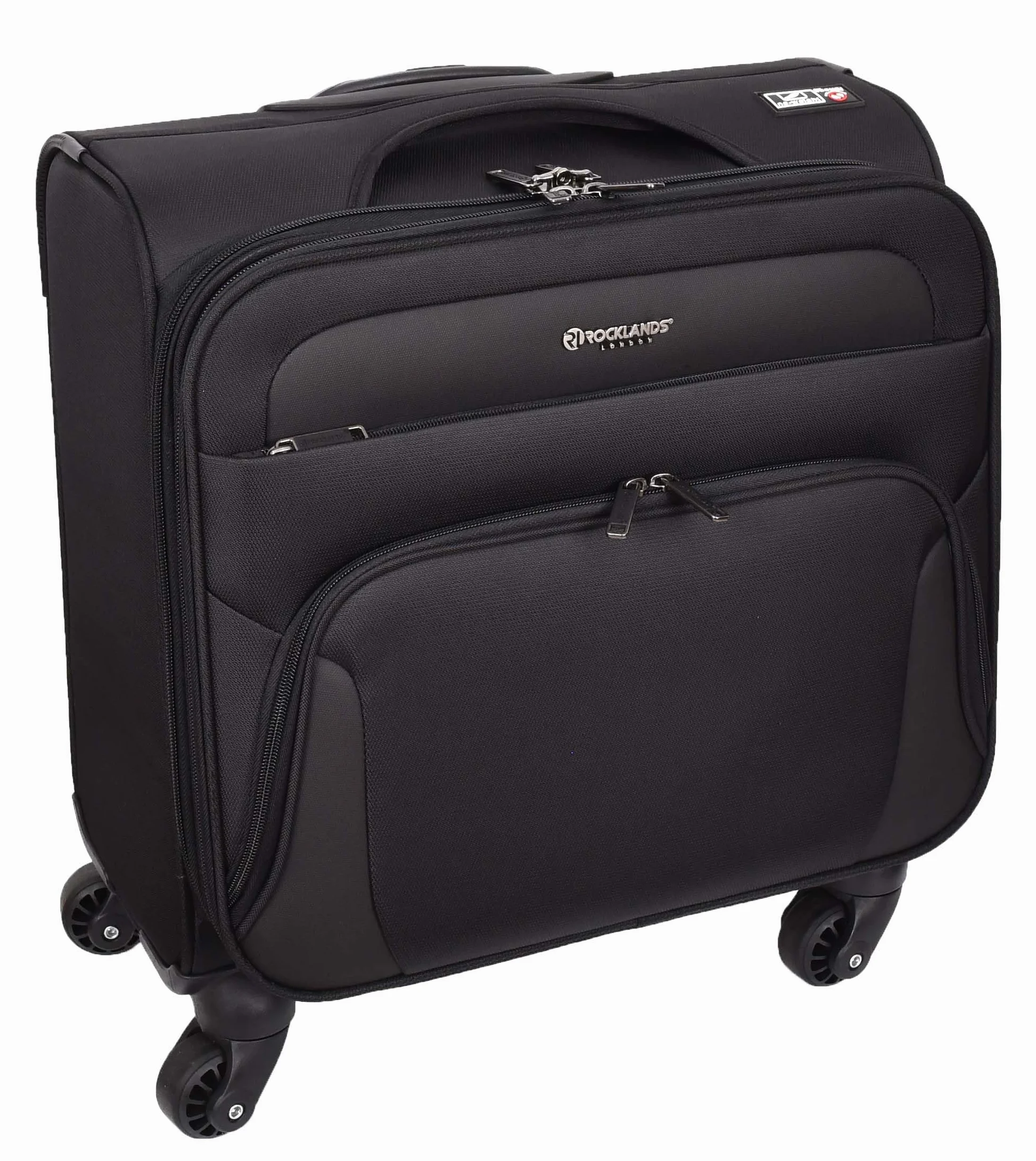 A1 FASHION GOODS 4-kołowe etui na kółkach, wiele przegródek na laptopa, dokumenty, ubrania, torba podróżna służbowa, transfer czarny, Czarny, Carry-on 18", Miękki futerał na kółkach w rozmiarze