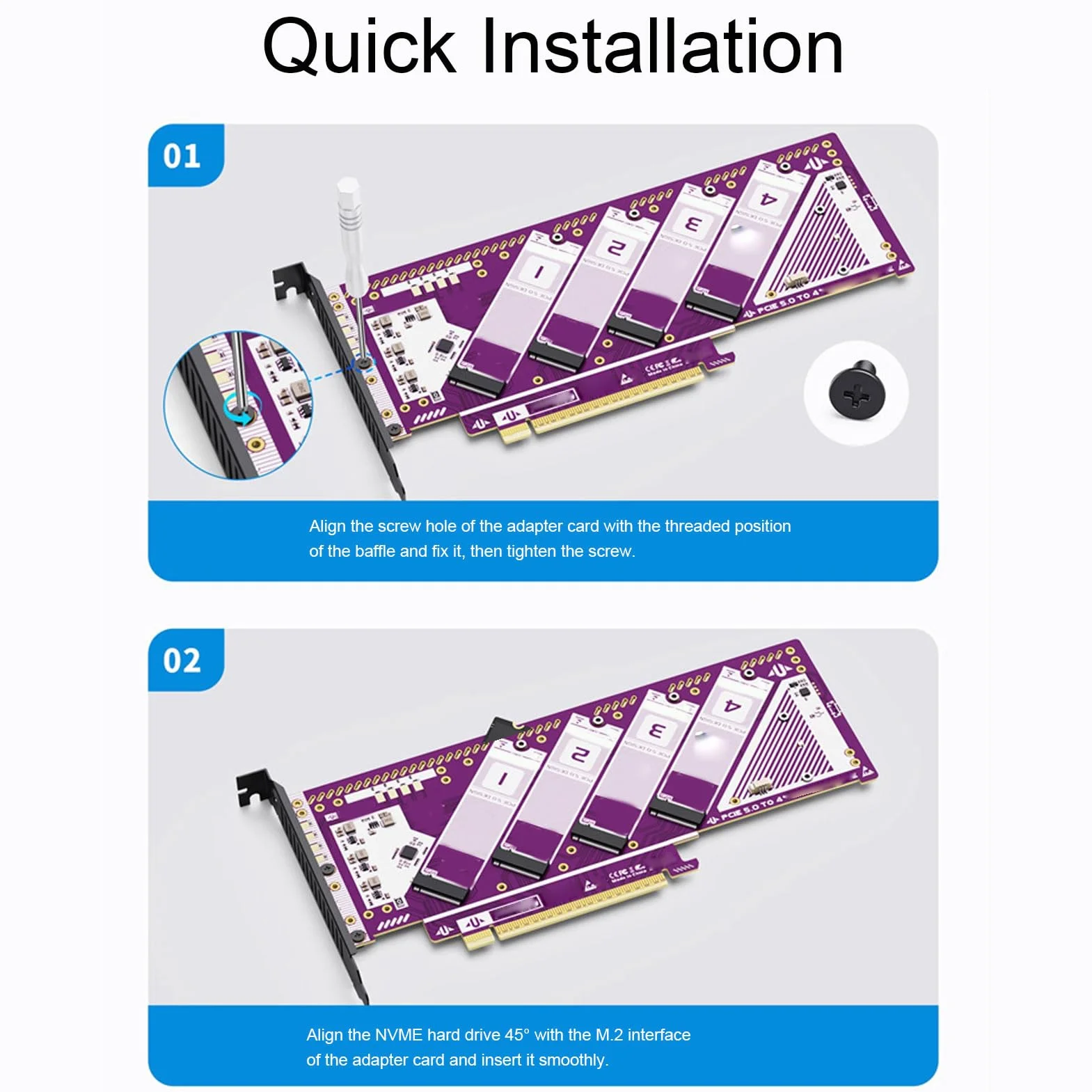 Annadue Karta Adaptera NVMe PCIe, prędkość Transferu do 512 Gb/s, grubość Warstwy Złota 15 μ, Odpowiednia do zadań Wymagających Dużej Ilości Zasobów, dla 8 Osób i Później