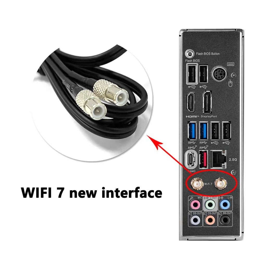 Antena WiFi 7 Tri Band 2,4GHz 5GHz dla MSI MEG Z890 Z790 X870E, MPG Z890, MAG X870E B860 B850, PRO B850 Z770 BB760