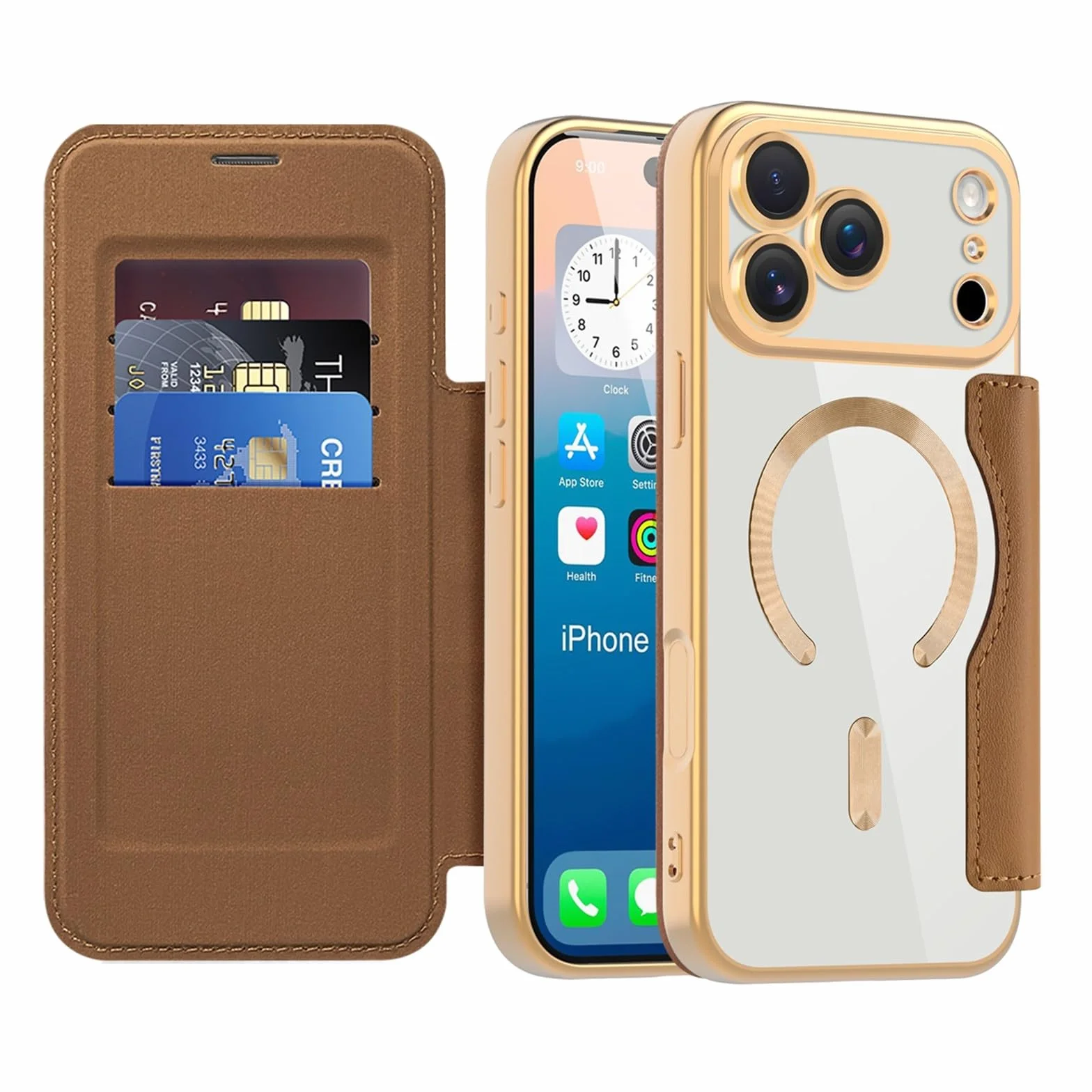 Generic etui kompatybilne z iPhone 12 Pro Max Kolor: (brązowy) Wysokiej jakości skórzane twarde silikonowe etui magnetyczne z klapką