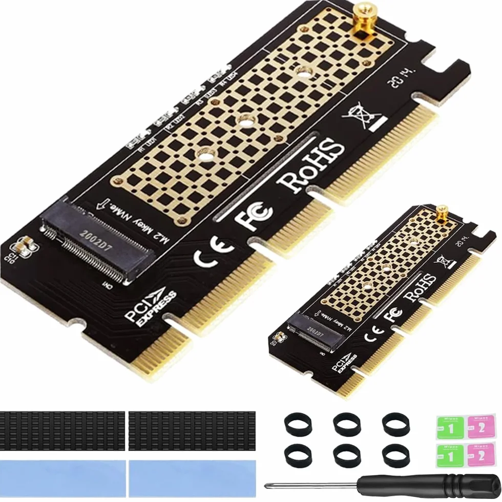 M.2 NVMe na PCIe 4.0 X16/X8/X4 karta adaptera do M.2 NVMe SSD, z aluminiowym radiatorem M.2, obsługuje 2230, 2242, 2260, 2280 Solid State Drives (2 sztuki)