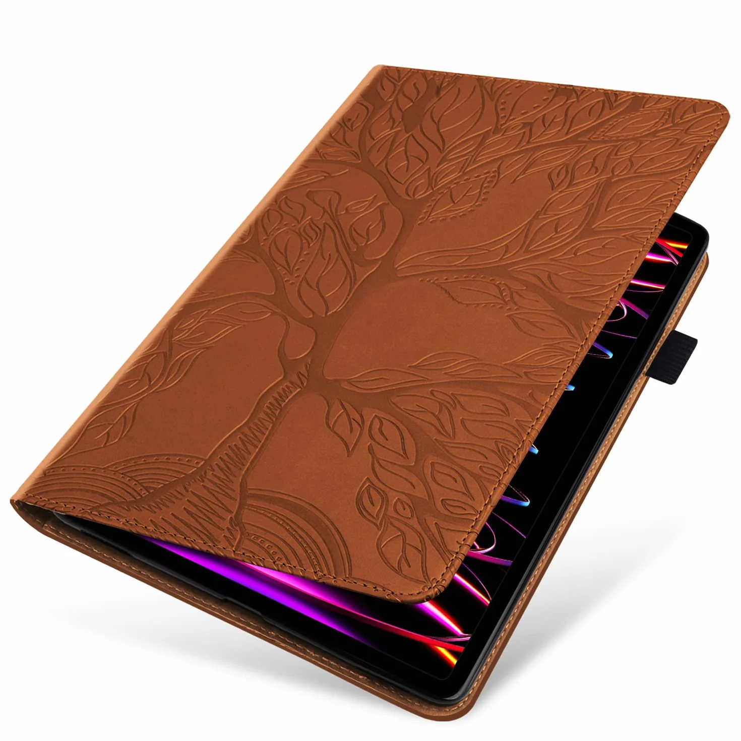 Etui iPad Pro 12.9 6. i 5. generacji (2022/2021/2020) Ultra Slim PU Pokrowiec ochronny na tablet z funkcją stojaka, etui z uchwytem na iPada Pro 12.9 2022/2021/2020 Brązowy
