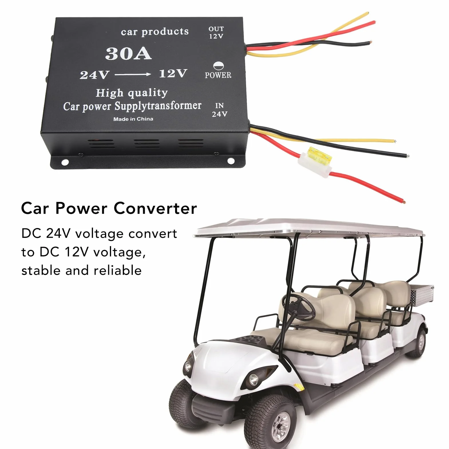 Przetwornica zasilania samochodu 30A 24V do 12V napięcie prądu stałego Adapter obniżający napięcie do lodówki samochodowej odtwarzacz DVD kamera stop aluminium czarny