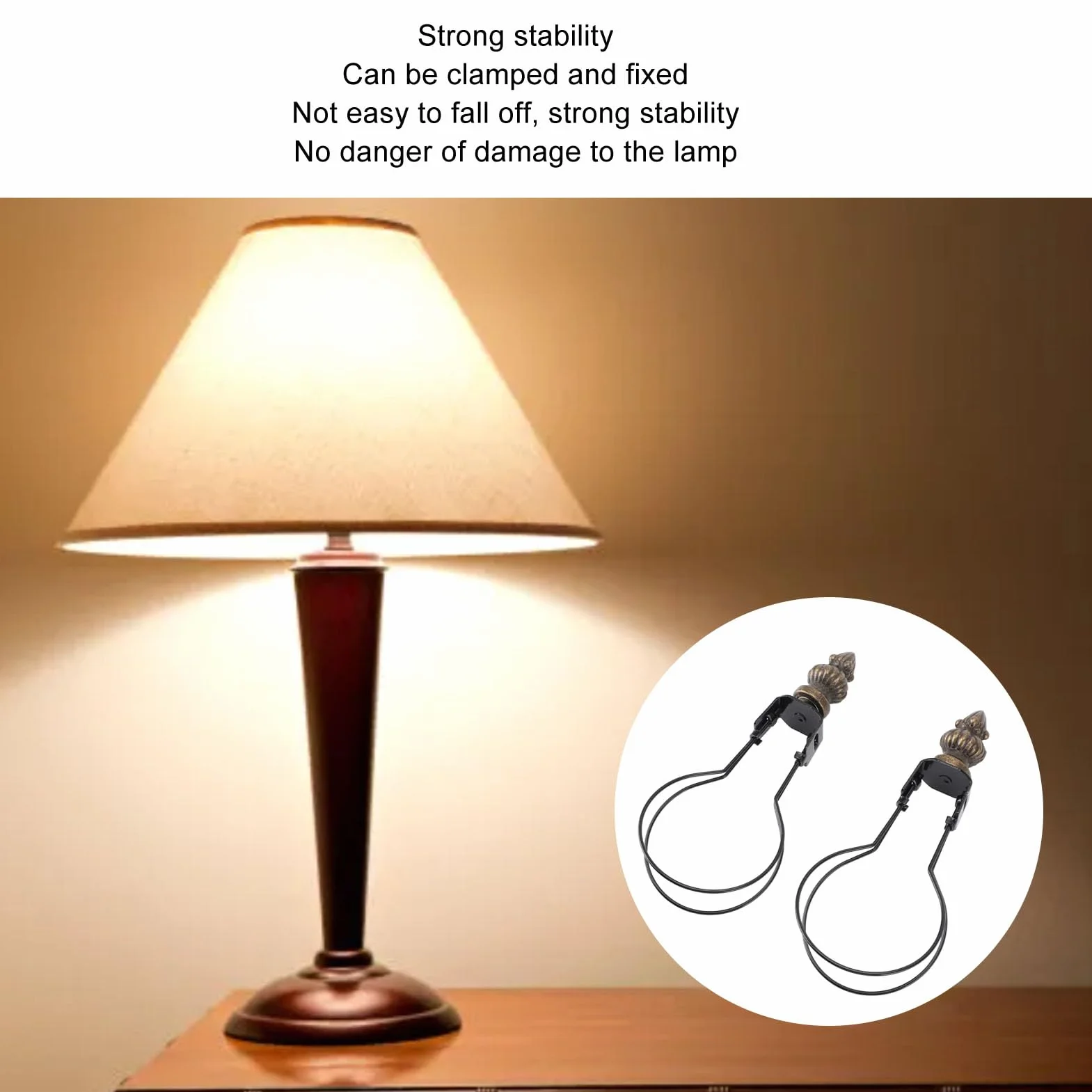 Adapter do Abażuru, Uchwyt na Abażur Nowoczesny Stylowy Metal 2 szt. Adapter do żarówki Lampy Klips na Abażurze do Lampy Podłogowej, Lampy Stojącej, żyrandola