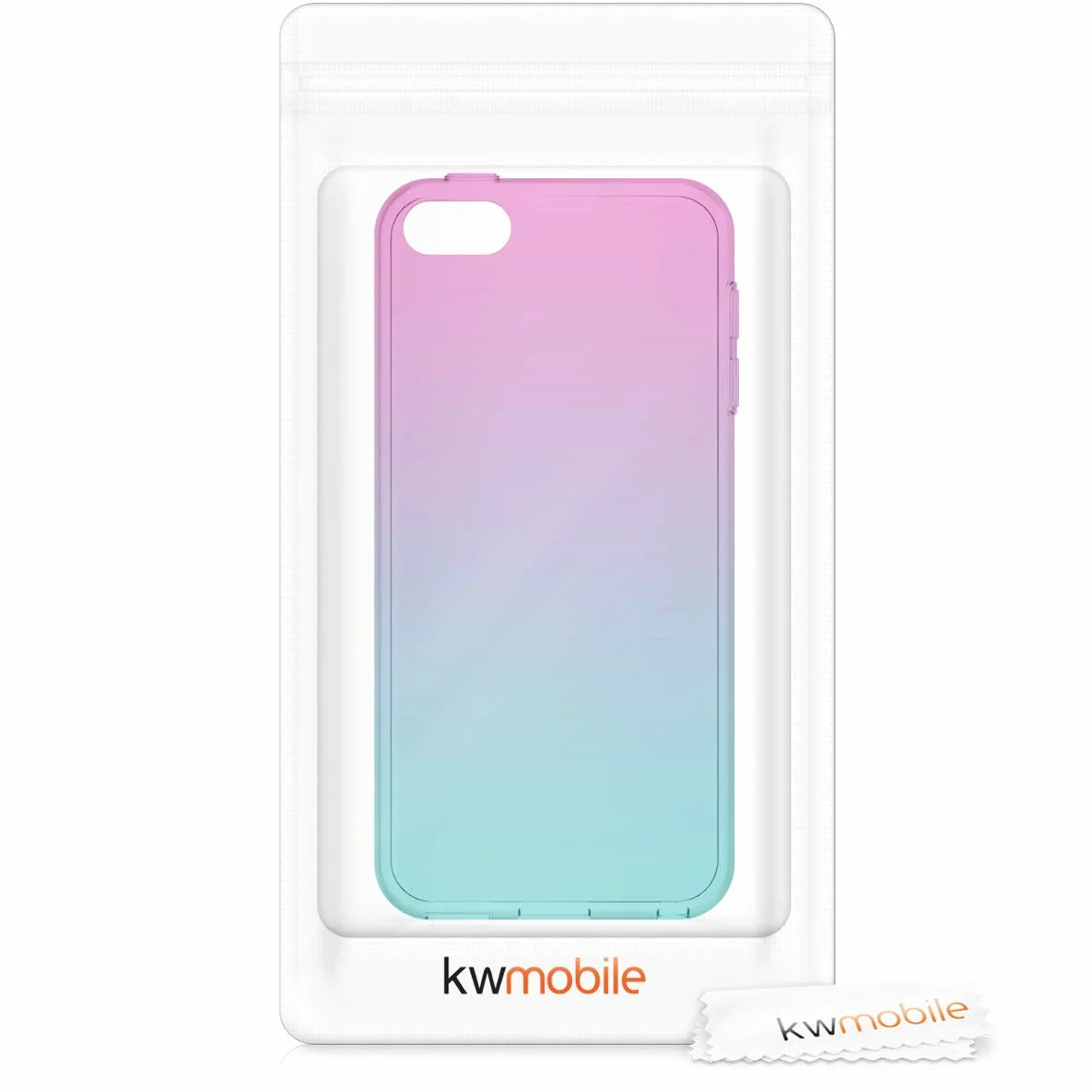 kwmobile Przezroczyste etui kompatybilne z Apple iPod Touch 6G / 7G (6. i 7. generacji) - tylna obudowa TPU - dwukolorowa ciemnoróżowa/niebieska/przezroczysta