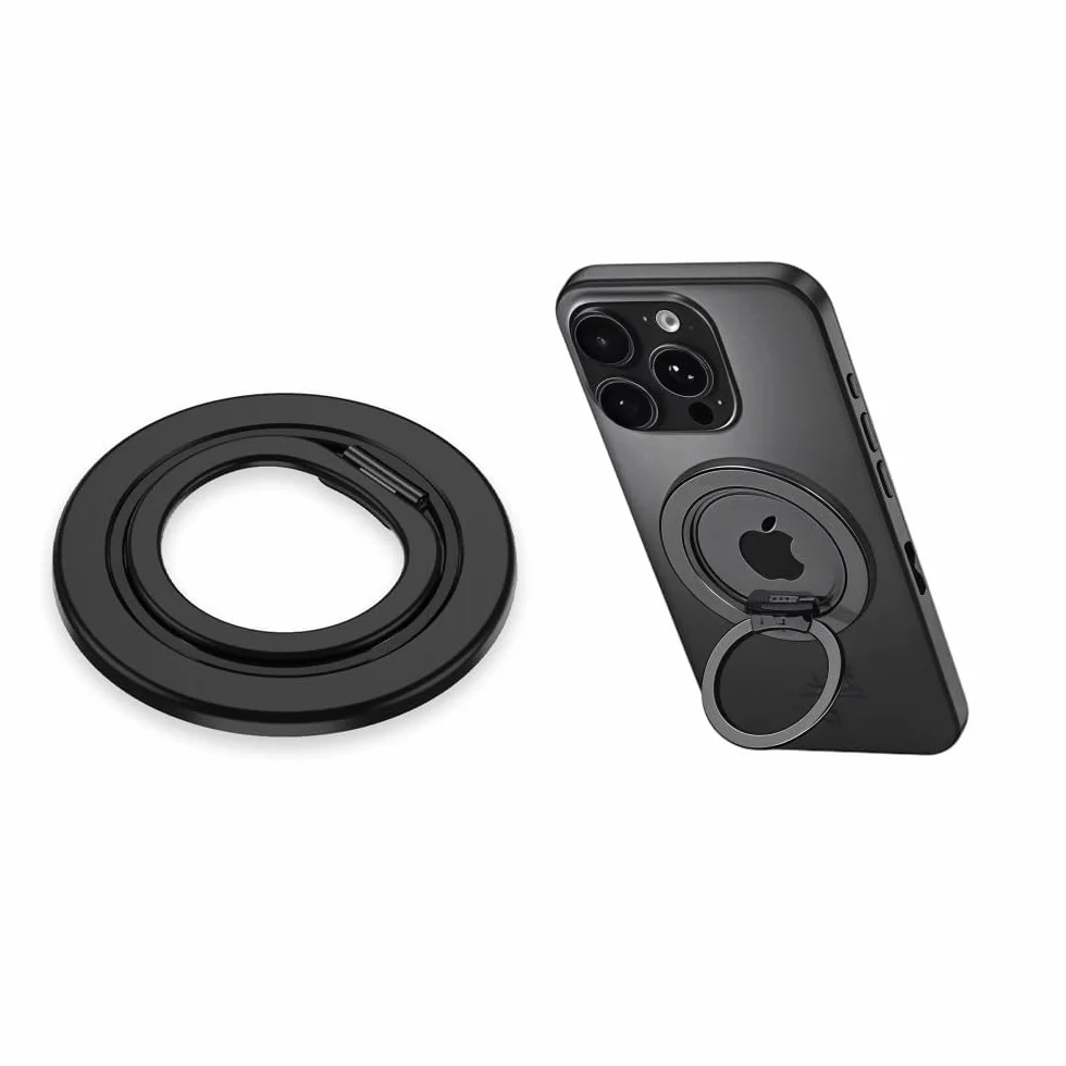 Magnetyczny Uchwyt Na Telefon Pierścień Do Telefonu Składany Stojak Na Telefon Obracany o 360 Stopni Uchwyt Magnetyczny Ring Holder Podstawka Do Smartfona (Czarny)