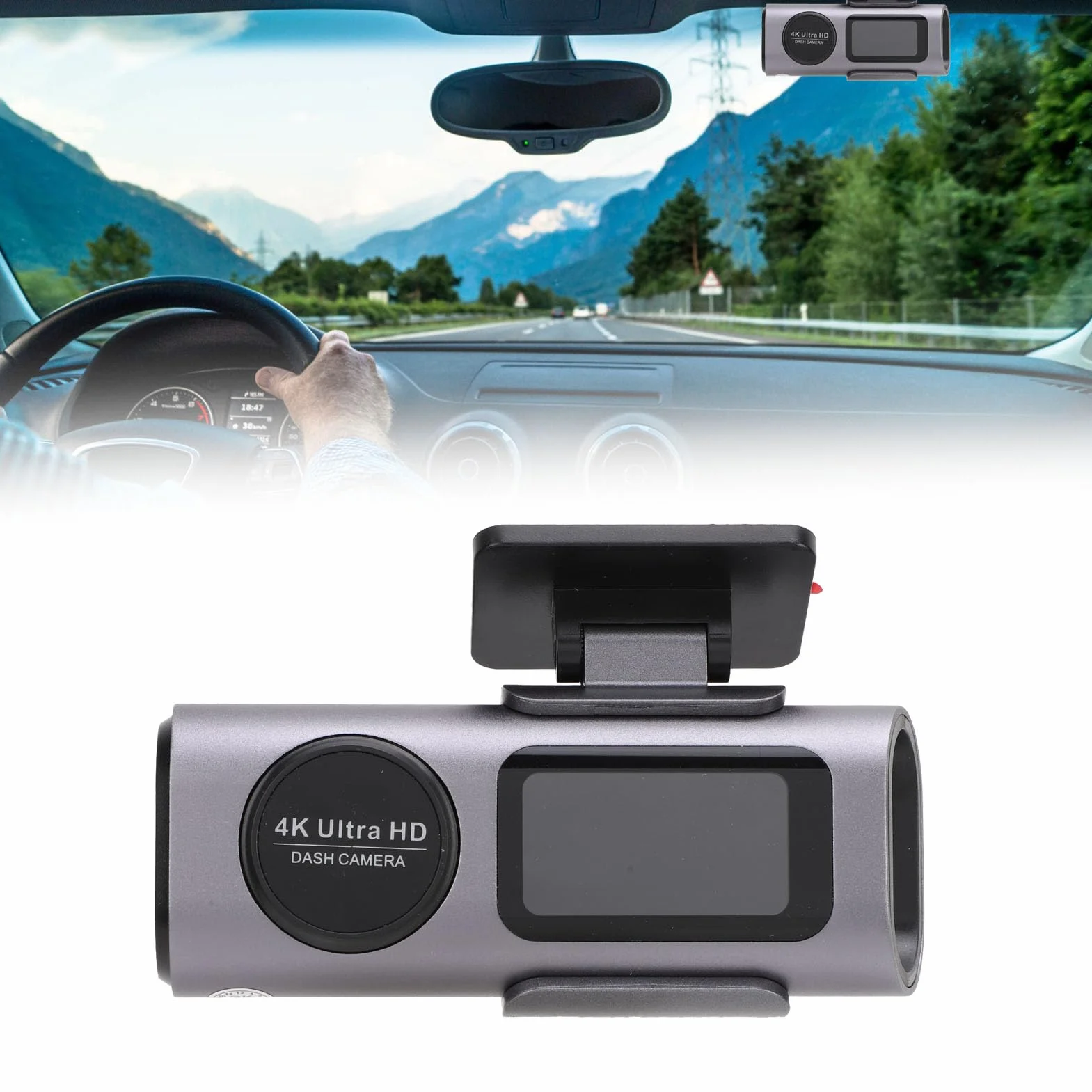 4K WIFI Dash Cam podwójny przedni i tylny rejestrator jazdy HD 1080P z czujnikiem G, trybem parkowania, nagrywaniem w pętli i sterowaniem aplikacją