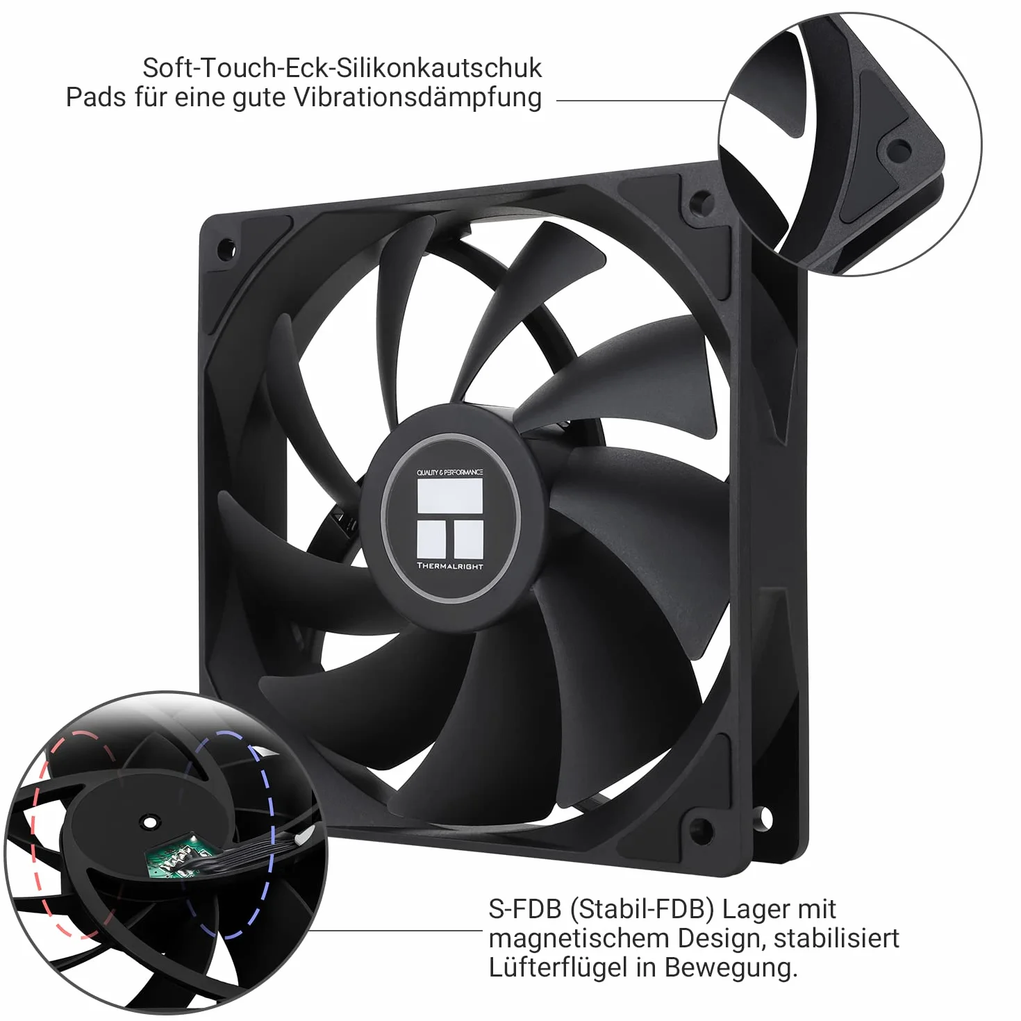 Thermalright TL-C12C CPU Fan 120mm Case Cooler Fan, 4pin PWM Cichy wentylator komputerowy z S-FDB łożyska w zestawie, do 1550RPM wentylator chłodzący（3 ilości）