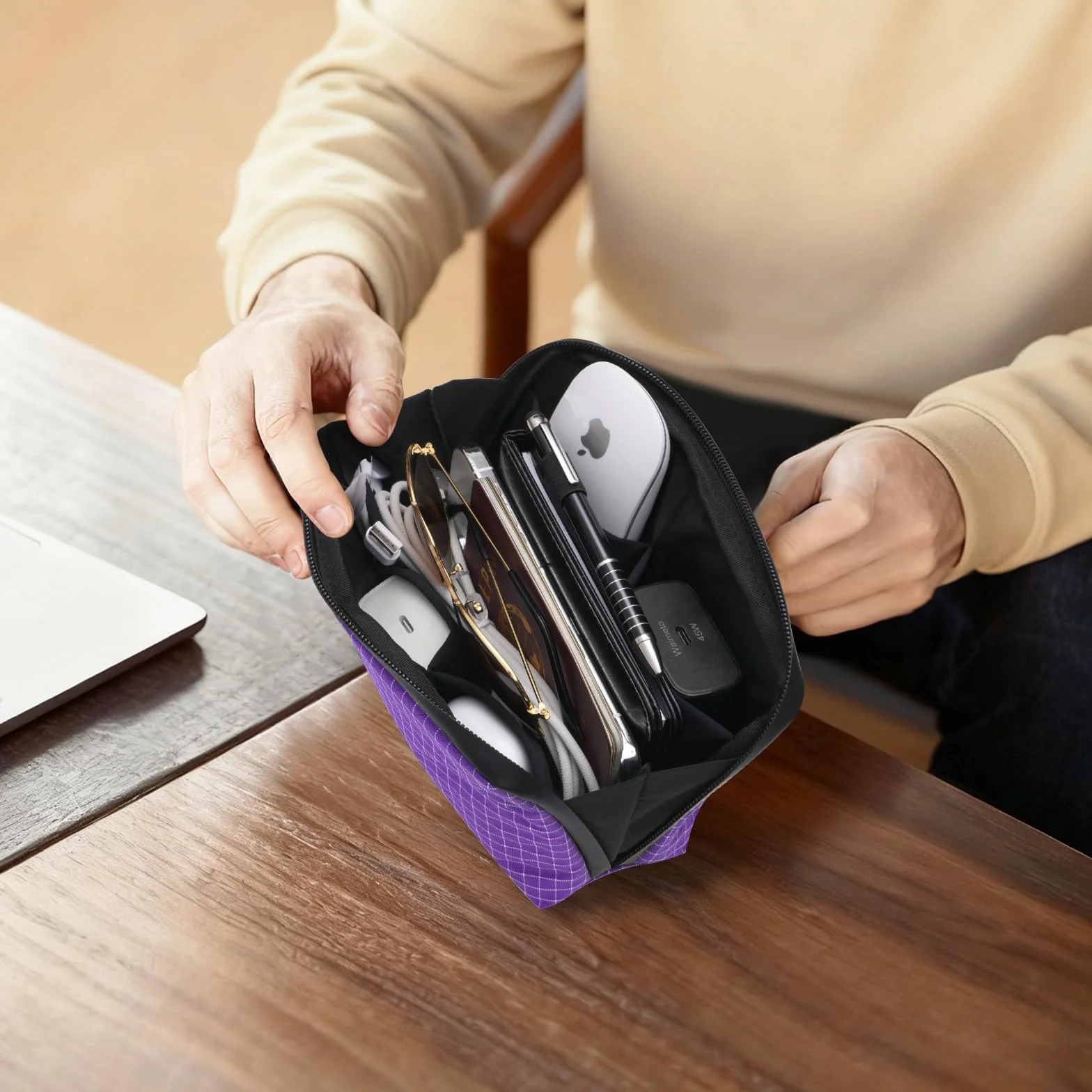 SIMTOP Torba na kable, mała, wodoodporna torba na kable, organizer do podróży, torba na elektronikę, organizer na ładowarki USB, myszy, ładowarki do telefonu, akcesoria do telefonu, powerbank