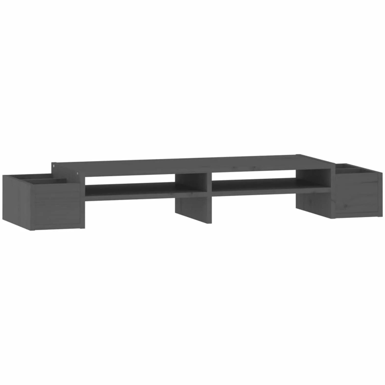 ShGaxin Stojak na monitor, stojak na ekran komputera, stojak na monitor biurko, akcesoria biurowe, akcesoria biurkowe, podstawa monitora, lite drewno sosnowe szare 100 x 27,5 x 15 cm