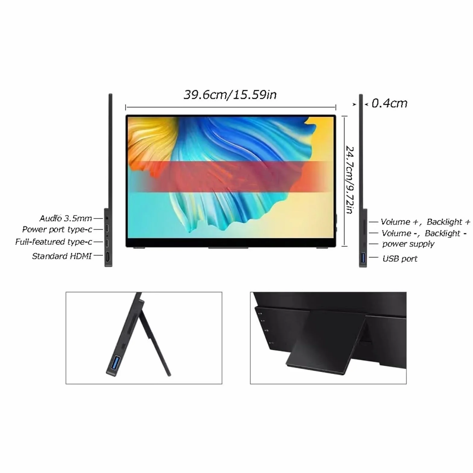 Przenośne monitory 17,3 cala HDR Digitizer Board Rysunek ręczny Ekran dotykowy IPS Laptop zewnętrzny monitor rozdzielczość 1920 x 1080p przenośny ekran zewnętrzny