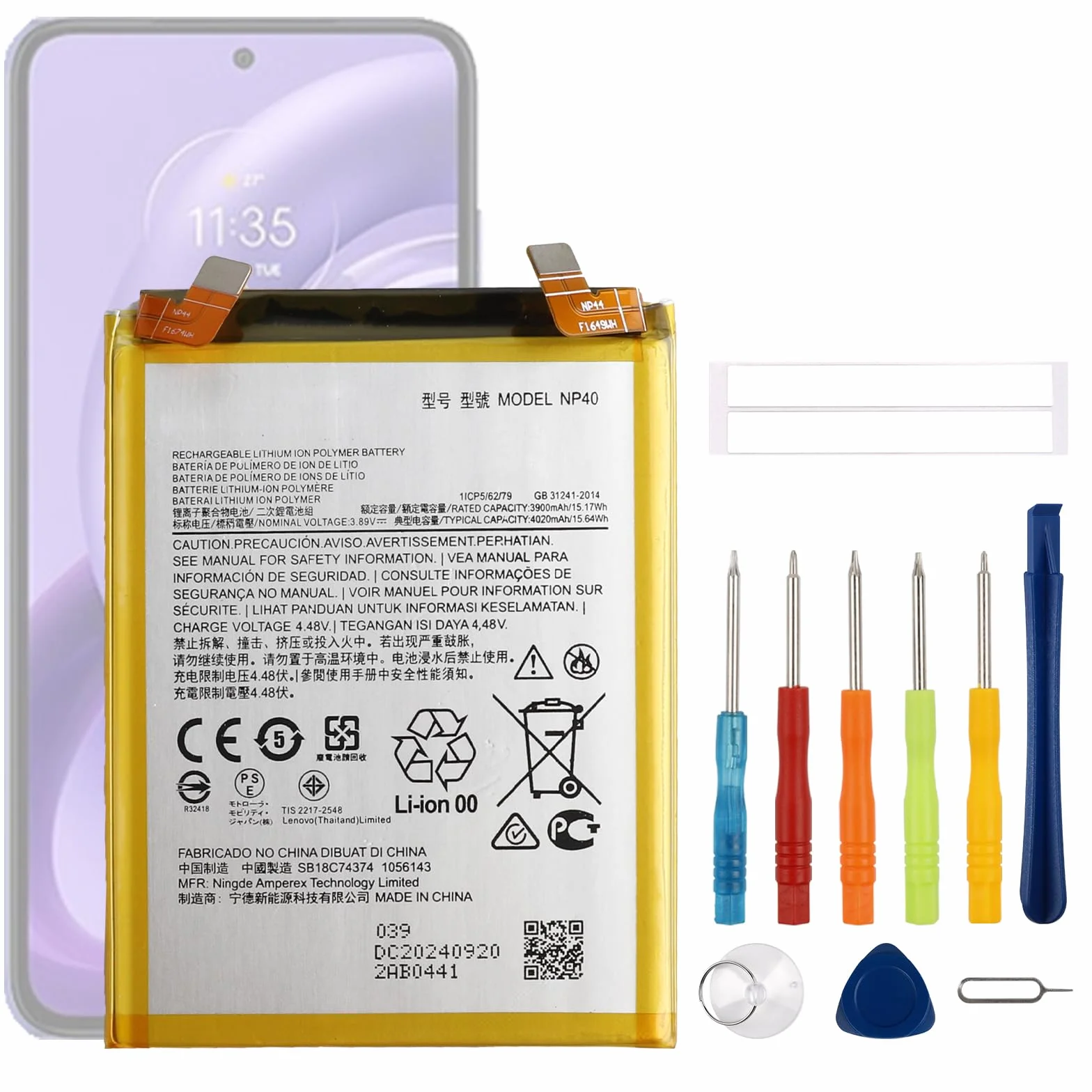 4020 mAh nowy zamiennik akumulatora NP40 kompatybilny z Moto Edge 30 Neo bateria zamienna z zaktualizowanym zestawem narzędzi naprawczych