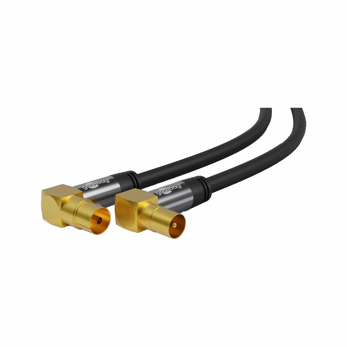 Goobay Kabel antenowy TV kątowy 135 dB 4-krotnie ekranowany pozłacany 2,0 m