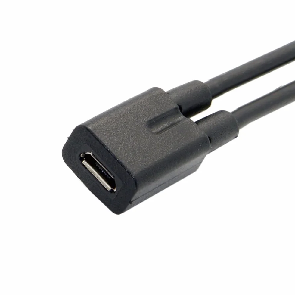 Adapter USB-C na MicroUSB, 2-portowy, AWG 28, czarny Micro USB żeński na USB-C typ C USB 3.1 Micro USB męski rozdzielacz przedłużający kabel do ładowania