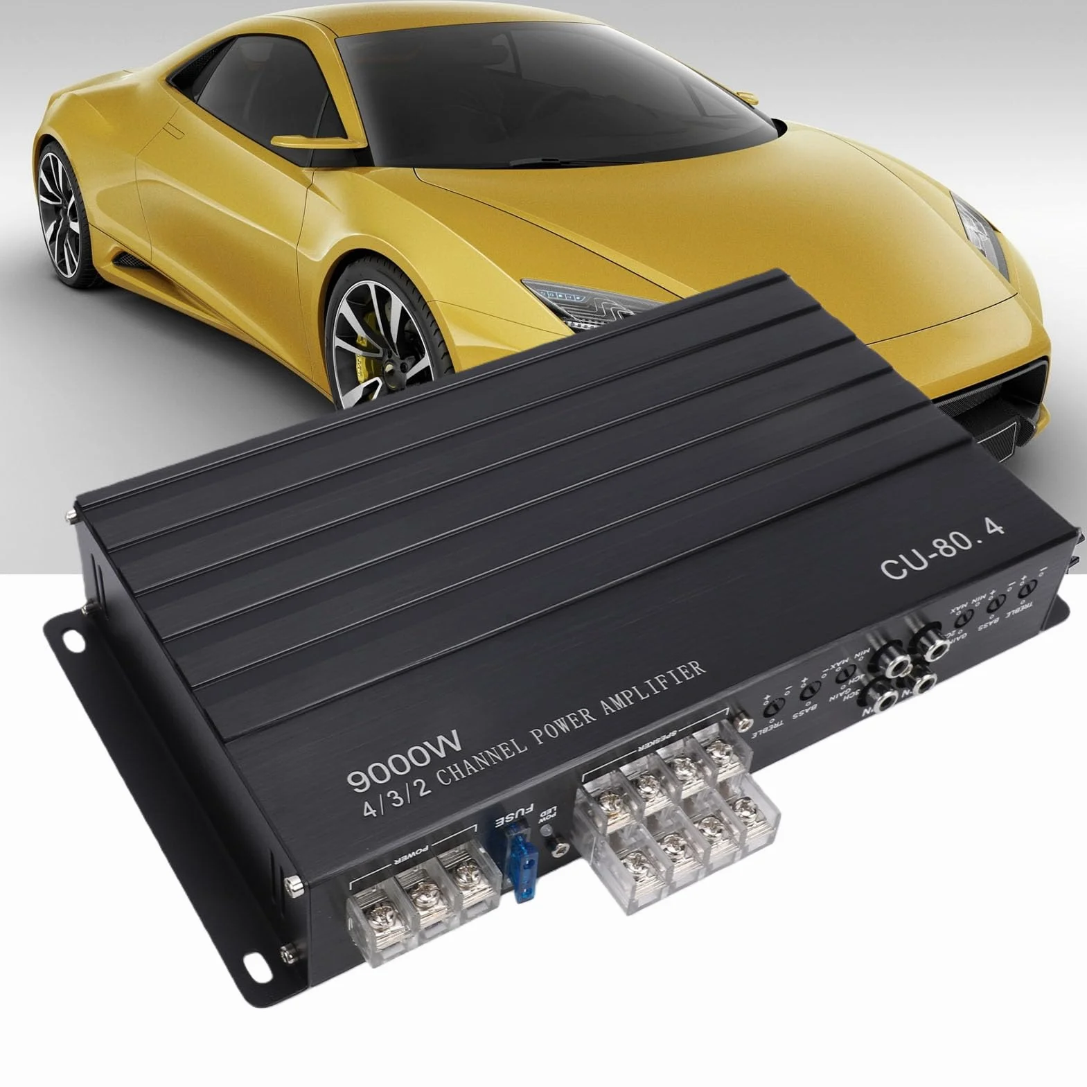 CHICIRIS Wzmacniacz Samochodowy 4-kanałowy Pełnozakresowy Samochodowy Sprzęt Audio Wzmacniacz dla DC 12V Ciężarówki Łodzie UTV i Motocykle System Audio