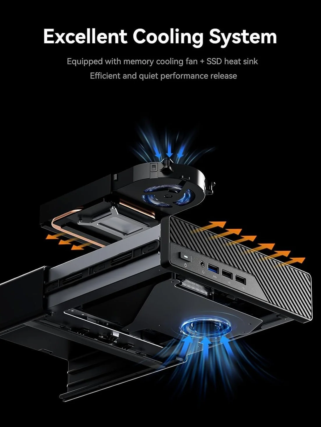 MINISFORUM MS-01 Mini Workstation, Intel Core i9-13900H (14 C/20 T, do 5,4 GHz), 64 GB DDR5, Dysk SSD 1 TB, Intel vPro, 2× SFP+ 10 Gb/s, 2× RJ45 2,5G, 2× USB4, HDMI, PCIe 4.0 x16, 3× Dysk SSD M.2/U.2