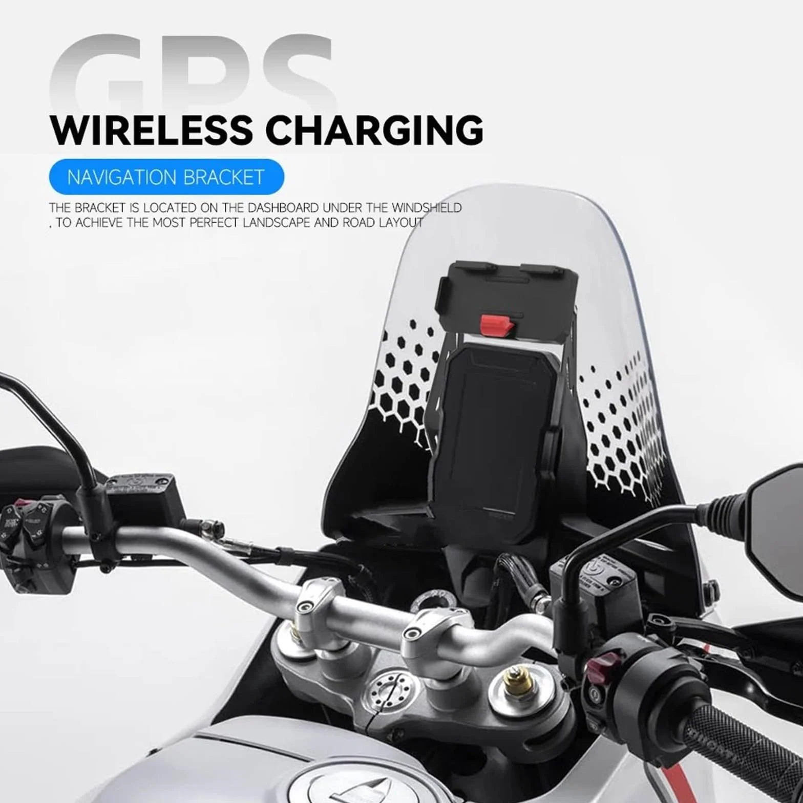 Uchwyt do nawigacji GPS Pasuje do Ducati Desert X 937 2022-2023. Bezprzewodowa ładowarka USB do telefonu z GPS, uchwyt na nawigację 12 mm 22 mm. Motocyklowy uchwyt do nawigacji(12mm - Phone Holder)