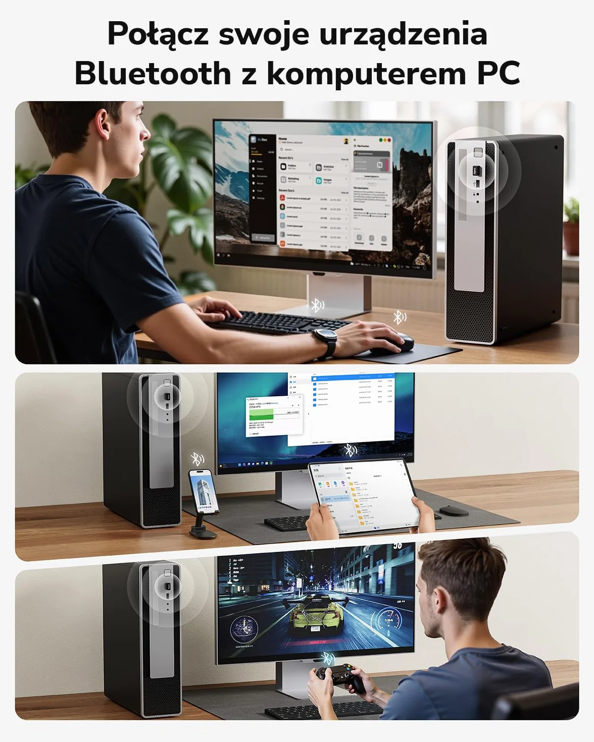 Cudy Adapter USB Bluetooth do komputera, odbiornik Bluetooth 5.3, Plug and Play, rozmiar nano, obsługuje Windows 11/10/8.1/7 do komputera stacjonarnego, laptopa, drukarki