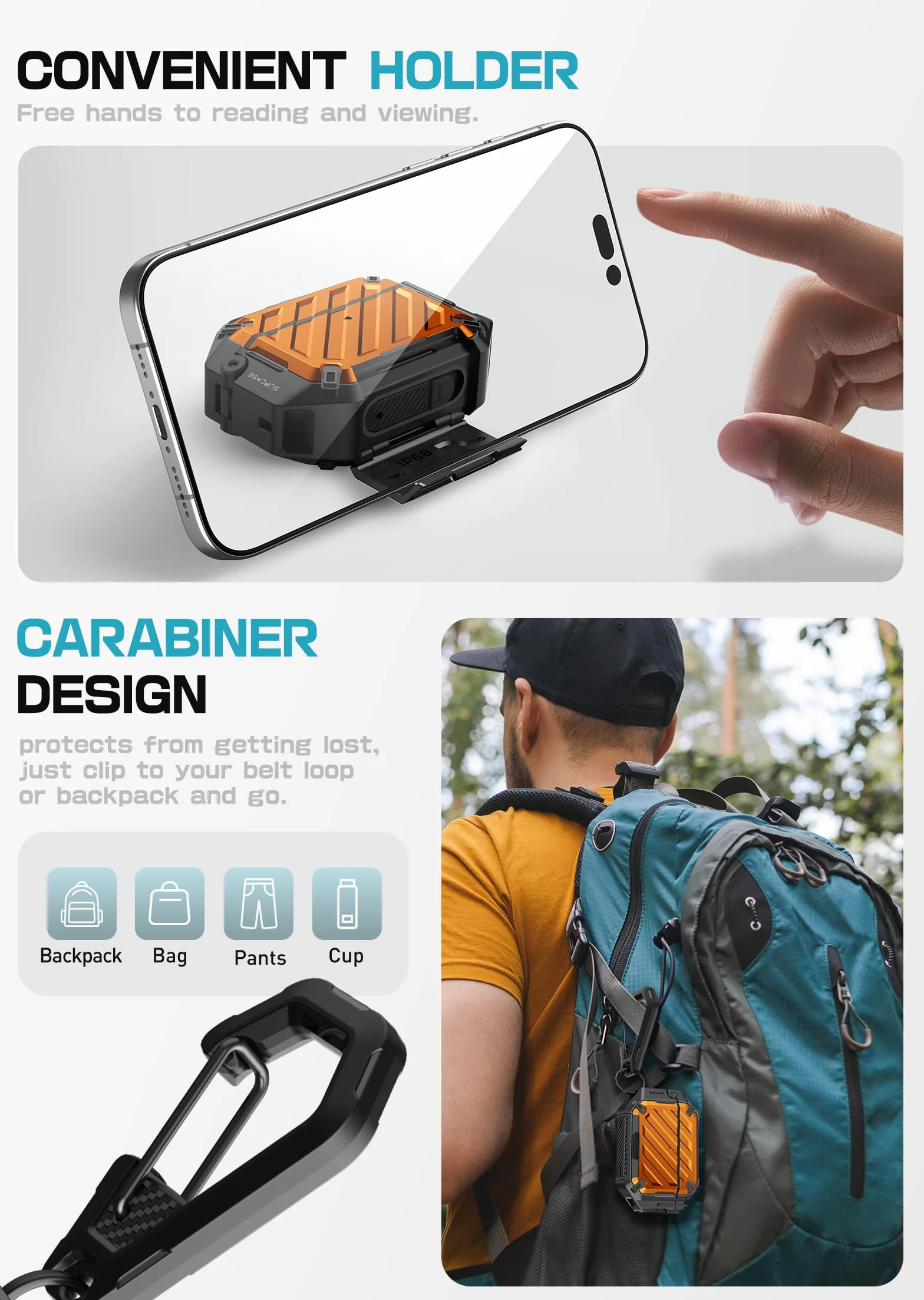 SUPCASE Etui do AirPods Pro 3 (wersja 2025) z zamkiem i karabińczykiem (Unicorn Beetle Pro), [wodoodporność IP68] [ochrona klasy wojskowej] [obsługuje bezprzewodowe ładowanie] twarda obudowa (koralowa