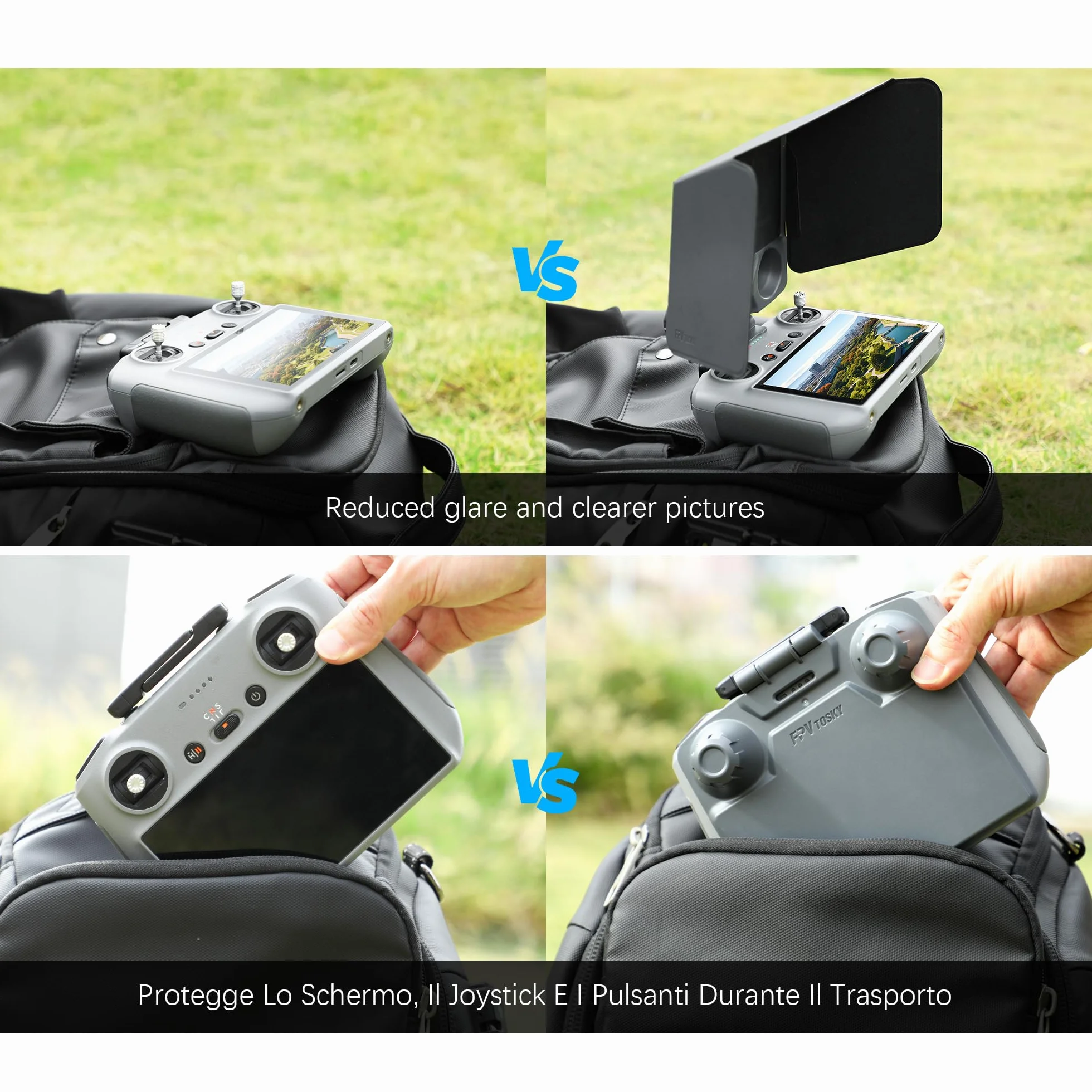 FPVtosky Zestaw ochraniaczy 3 w 1 RC 2 do DJI Mini 5/4 Pro i Air 3s, zawiera osłonę przeciwsłoneczną, smycz, 2 x ochraniacz ekranu, akcesoria DJI RC 2 i Air 3s
