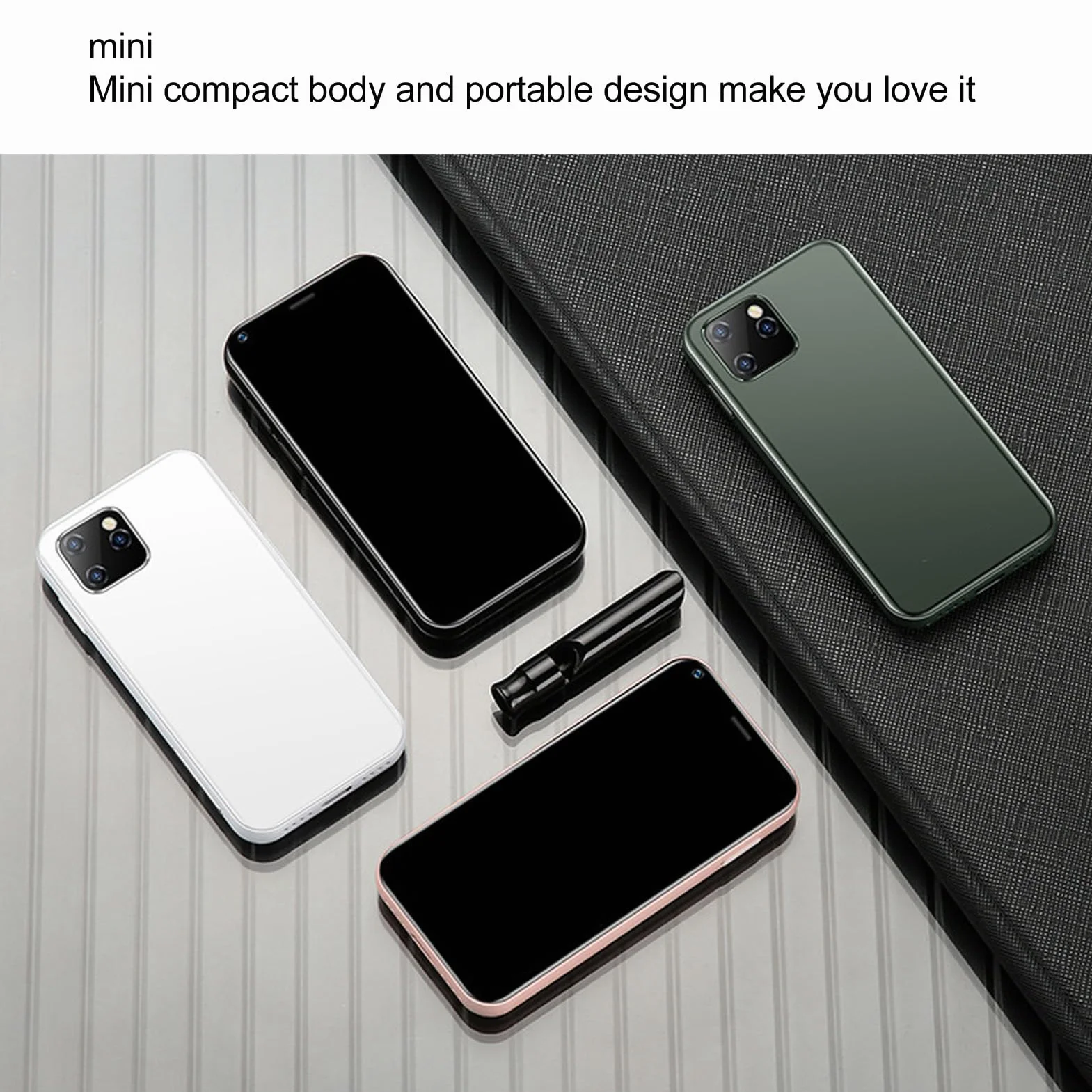 Mini Czterordzeniowy XS11Mini Smartphone ObsłUga GPS Telefon KomóRkowy 5MP 1580mAh Tylna Kamera 1GB RAM 8GB ROM Codziennie (Różowy)