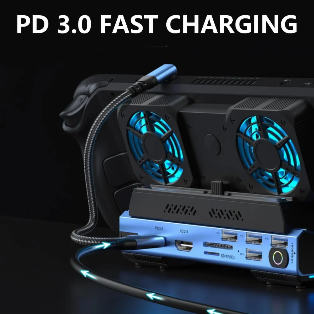 Czytnik kart stacji dokującej 10 Gb/s do konsoli wieloportowy adapter z wentylatorem