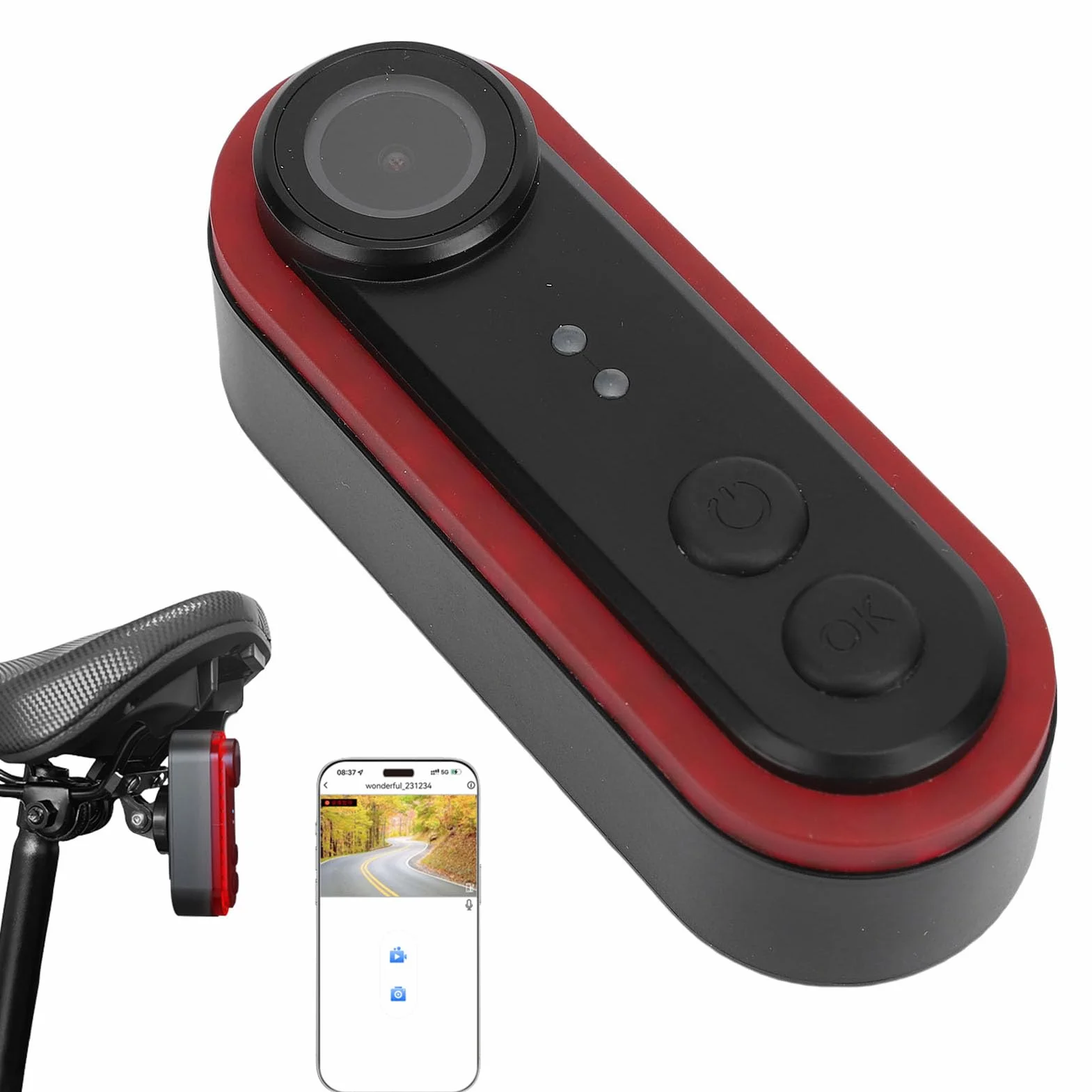 RiToEasysports Kamera Rowerowa, Kamera Cofania do Jazdy na Rowerze 1080P HD 150° Szeroki Kąt, wodoodporność IPX6, Nagrywanie w Pętli, Blokada Awaryjna do Bezpiecznej Jazdy nocą