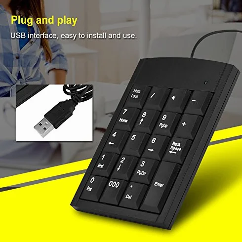 Yosoo Health Gear Klawiatura numeryczna USB 19 klawiszy przenośna mini do laptopa PC
