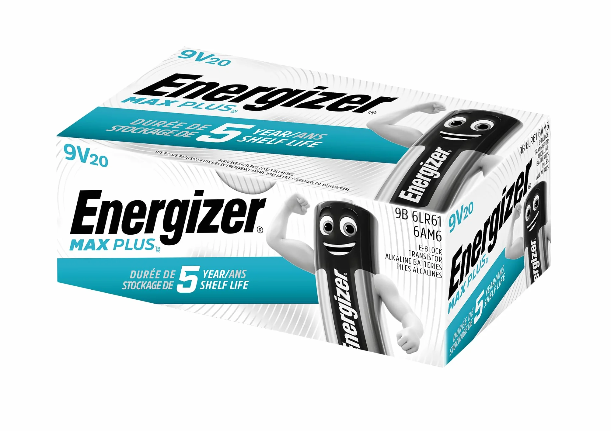 Energizer Max Plus 9 V baterie alkaliczne - opakowanie 20