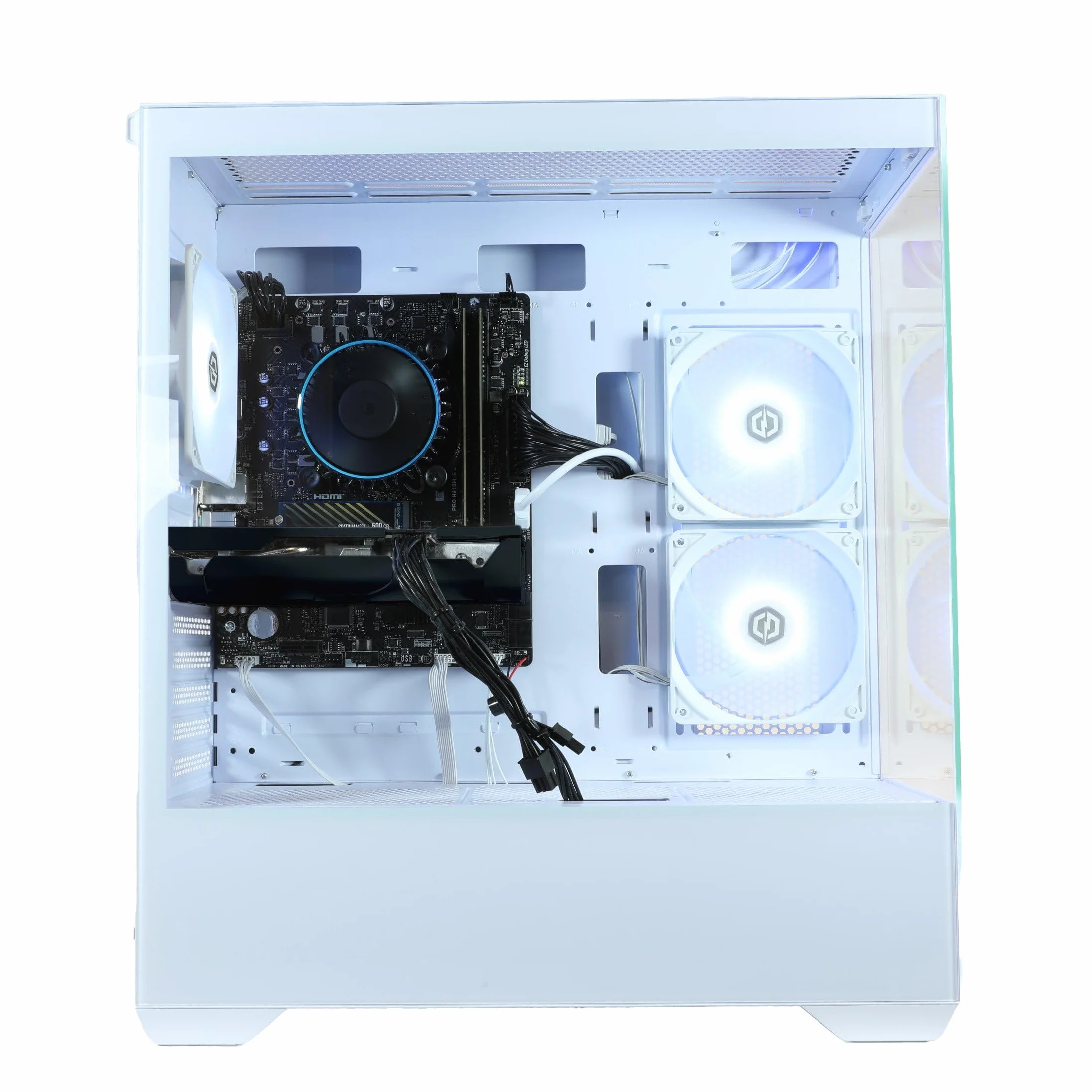 CyberPowerPC Wyvern Gaming PC - AMD Ryzen 7 8700F, Nvidia RTX 5050, 16GB RAM, 500GB NVMe SSD, 650W PSU, Wi-Fi, Windows 11, Prism Panoramic White