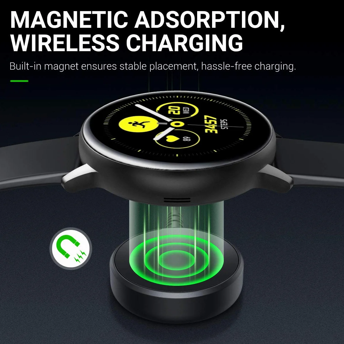 MoKo Ładowarka kompatybilna z Samsung Galaxy Watch Ultra/Watch 7/Watch FE/Watch 6/6 Classic/Watch 5/5 Pro/4/4 Classic/3/Watch Active 2/1, magnetyczna stacja dokująca do ładowania z kablem USB 1M, B