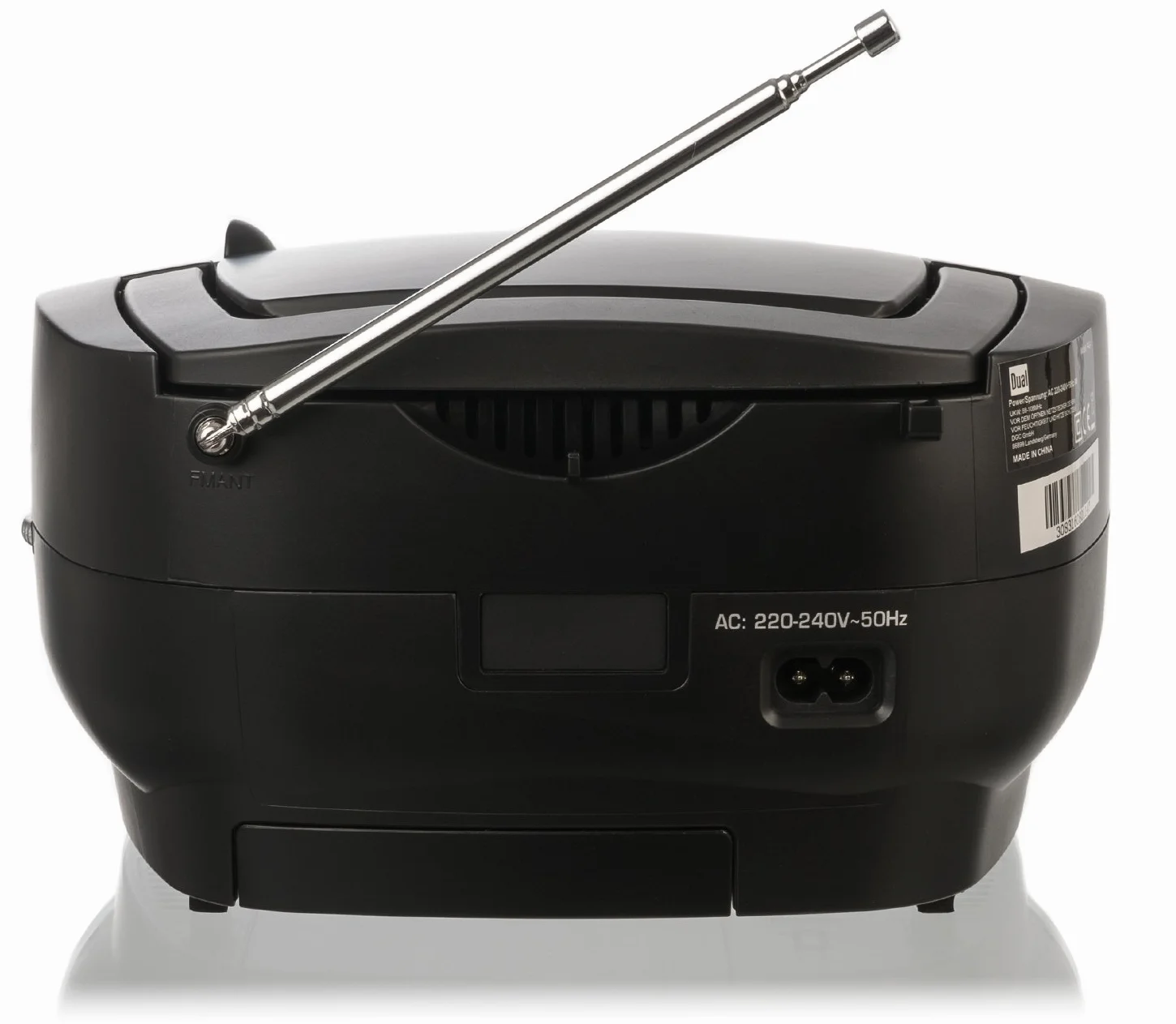 Dual 74575 P 49-1 Boombox z odtwarzaczem CD (radio FM, wyświetlacz LED, zasilanie sieciowe lub bateryjne), kolor czarny