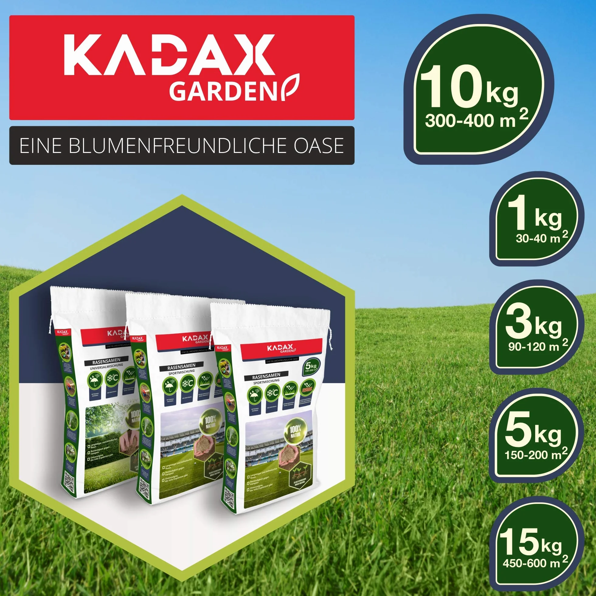 KADAX mieszanka nasion trawy uniwersalna 400 m² 10 kg