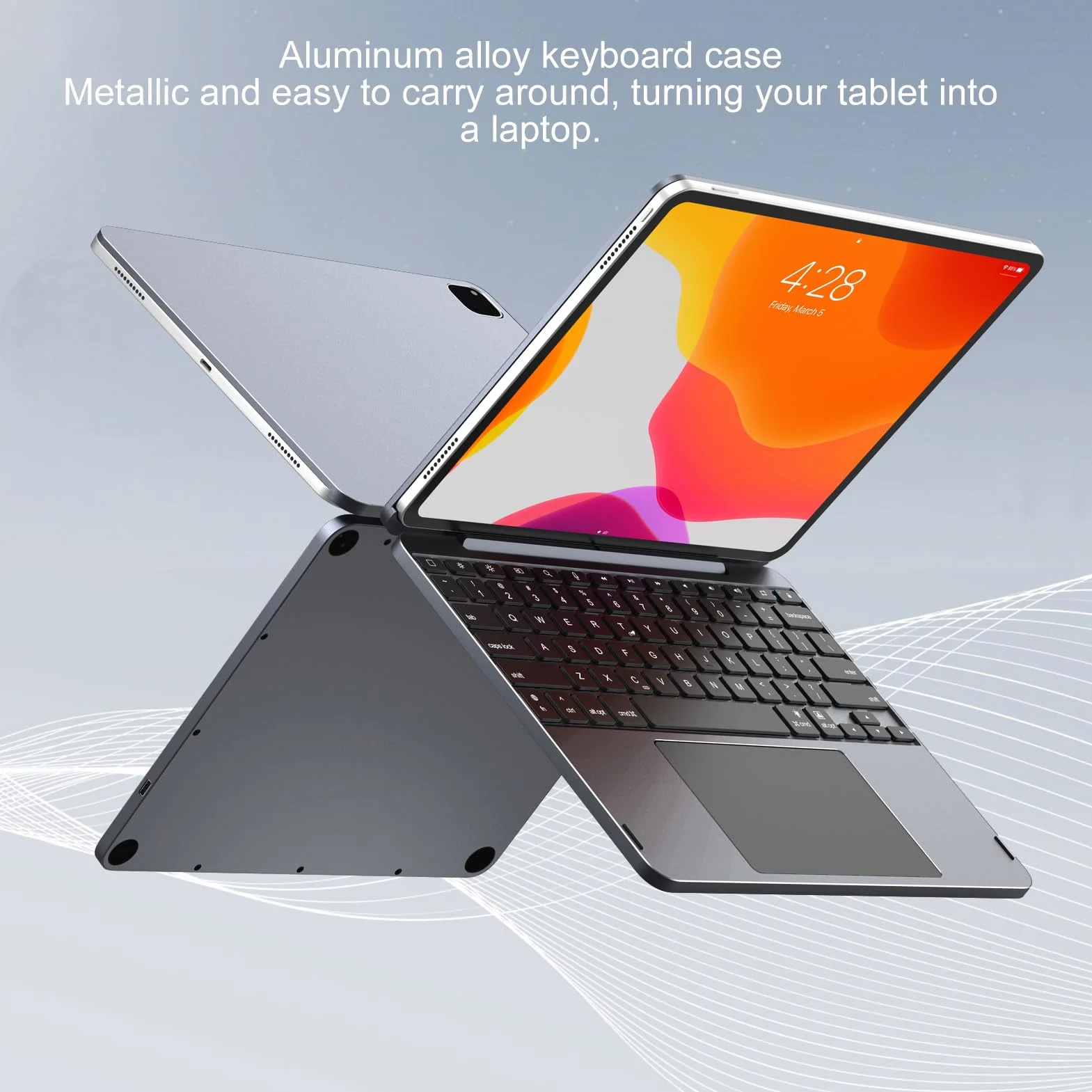 Magnetyczne Etui na klawiaturę dla IOS Pad Air 11 Cali 10,9 Cala dla IOS Pad Pro 11 Cali, Bezprzewodowe Etui na klawiaturę Bluetooth z Gładzikiem Multi Touch, Klawisze Skrótów