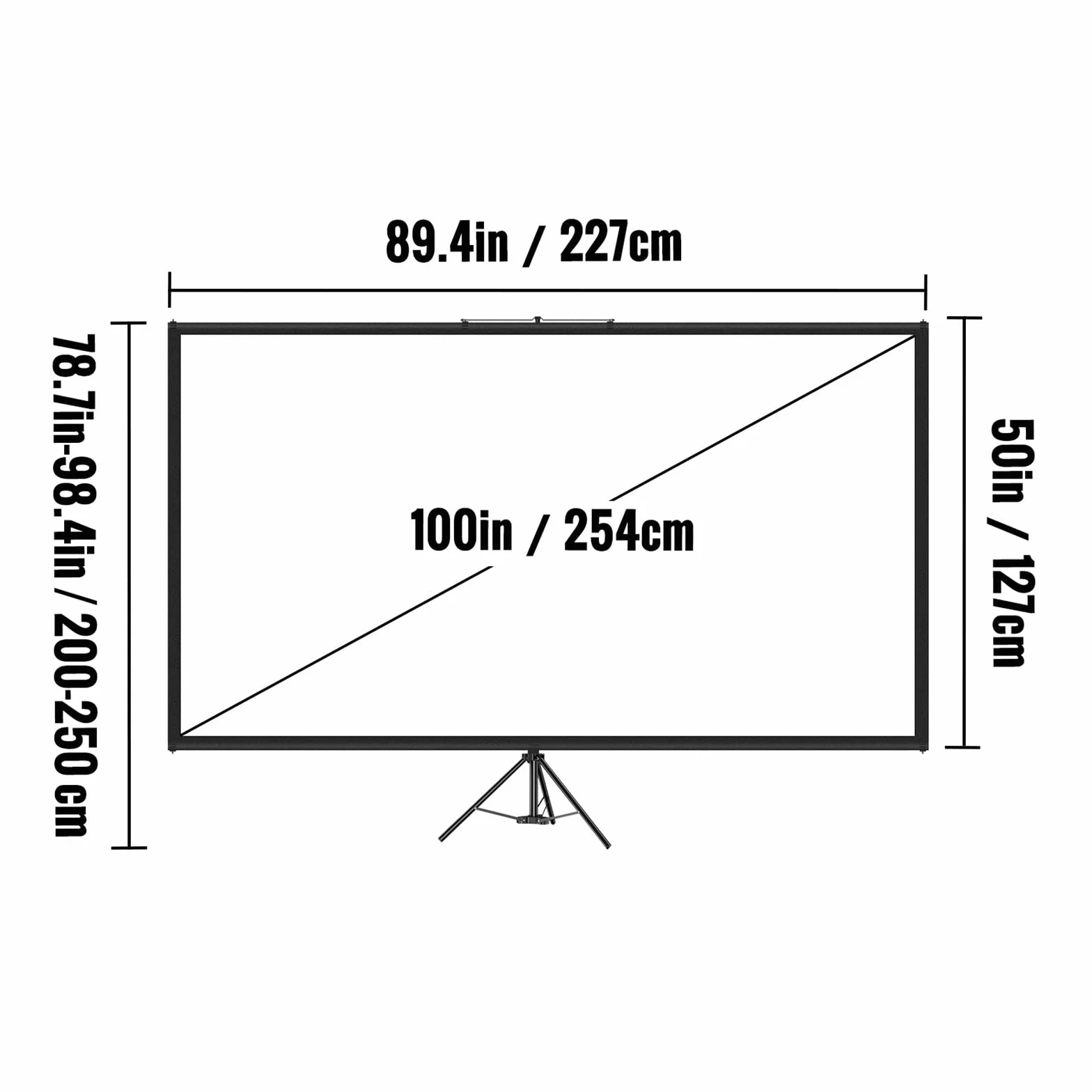 100-calowy statywowy ekran projektora ze stojakiem 16:9 4K HD Przenośne kino domowe do projekcji wewnętrznej na zewnątrz do kina domowego