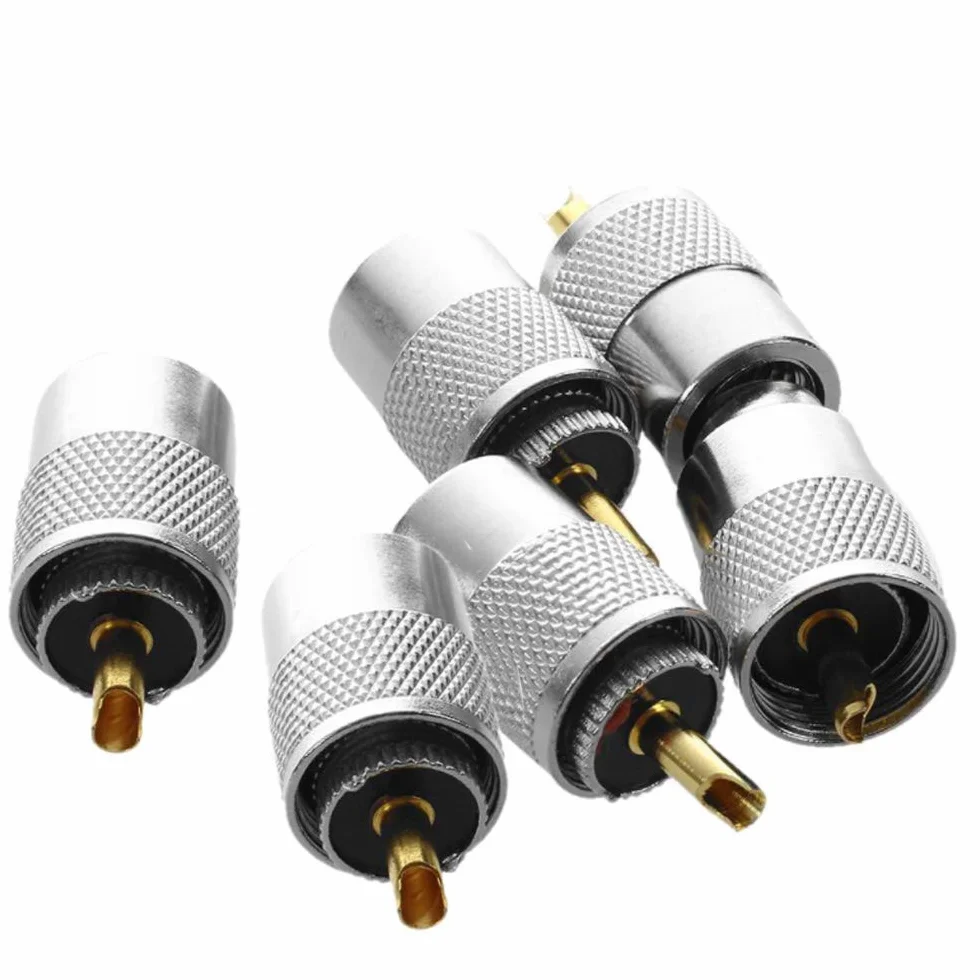 Greluma 6 szt. PL259 złącze wtykowe koncentryczne, wtyczka lutownicza UHF z reduktorem UG-175 do RG-58, RG-213, LMR195, RG142