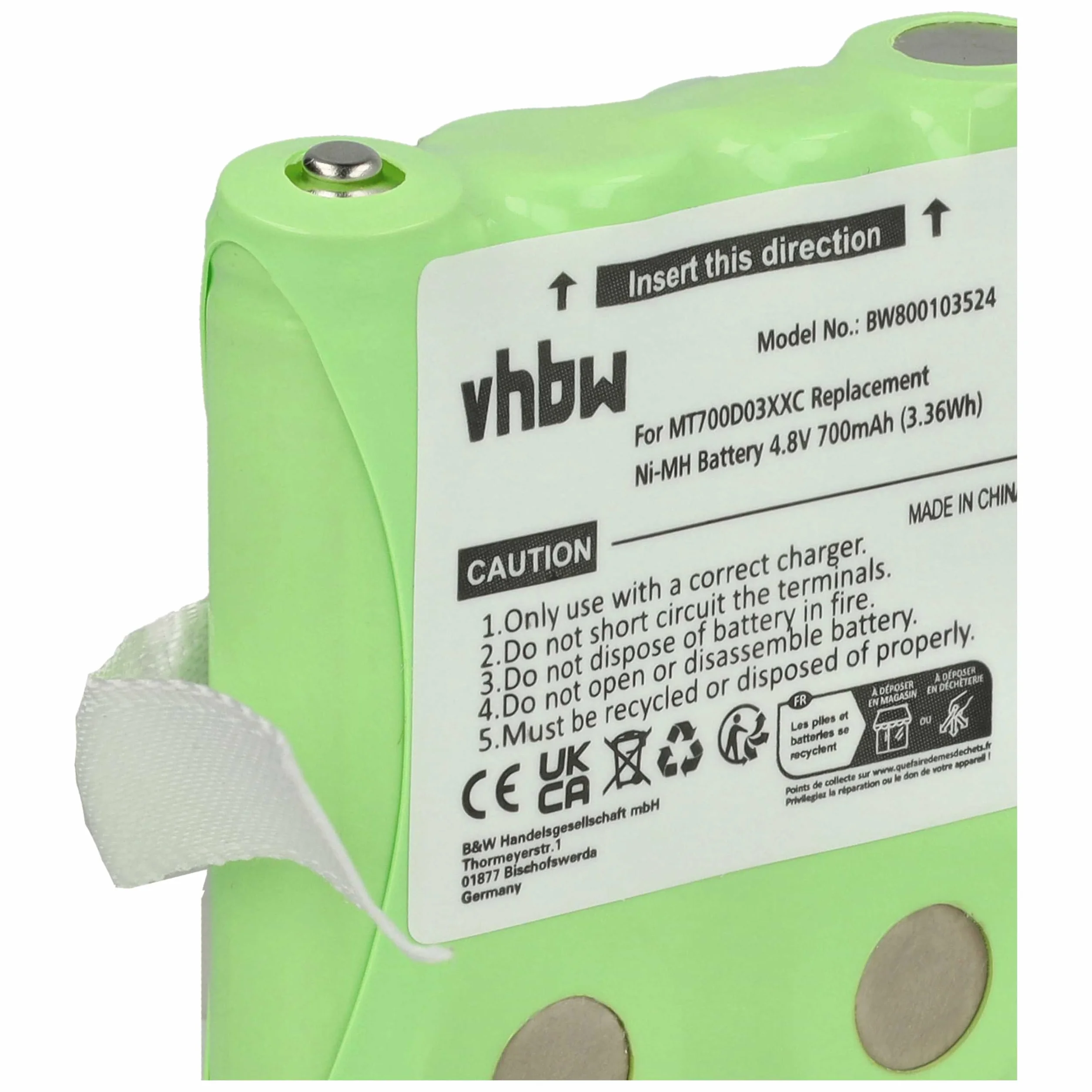 vhbw 1 x akumulator LH060-3A44C4BT do radia (700 mAh, 4,8 V, NiMH)