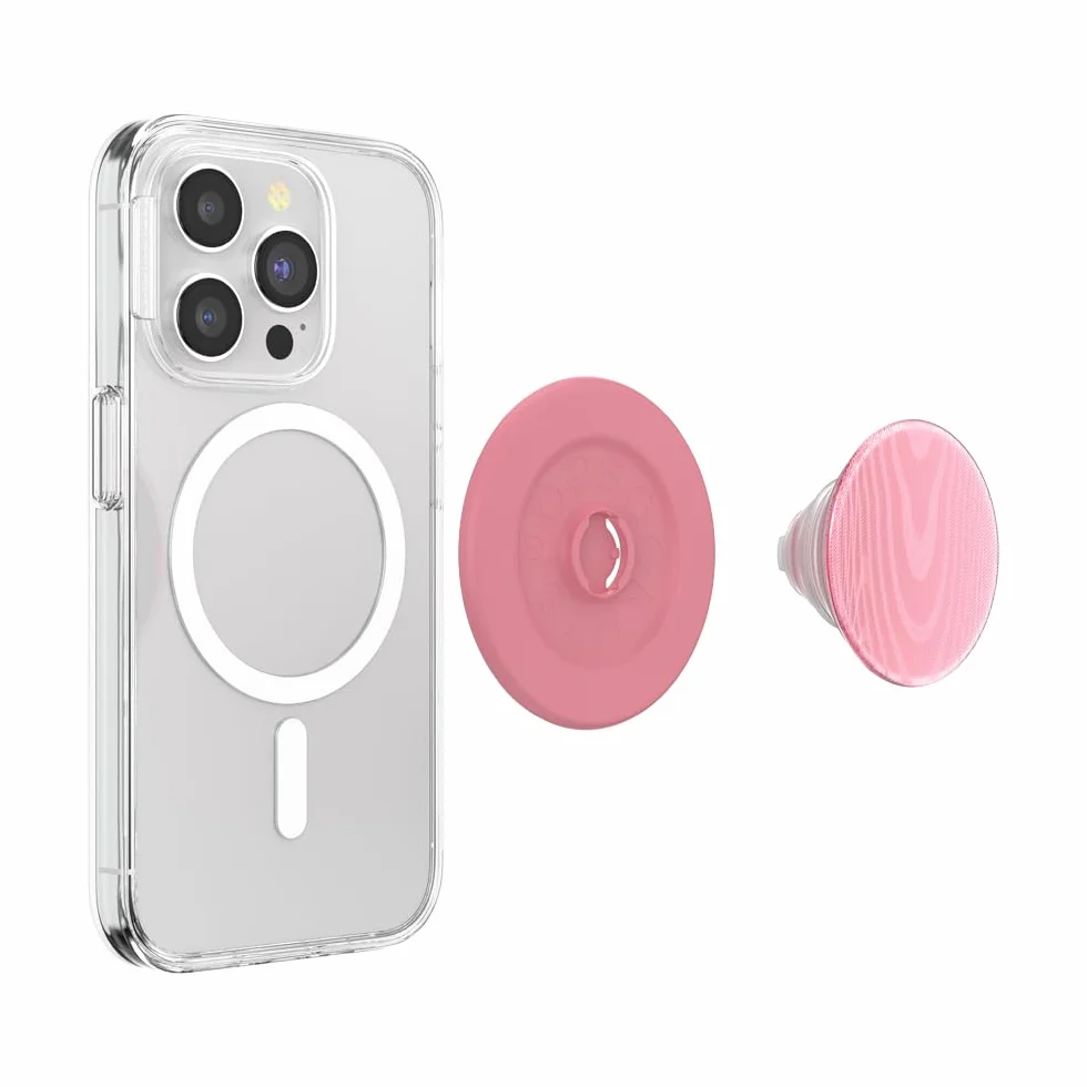 PopSockets Uchwyt do telefonu MagSafe z podpórką, stojak magnetyczny, wymienna góra, bezpieczne trzymanie do iPhone MagSafe, uchwyt na telefon i tablet, Cute PopSockets - Alum Moire Putty