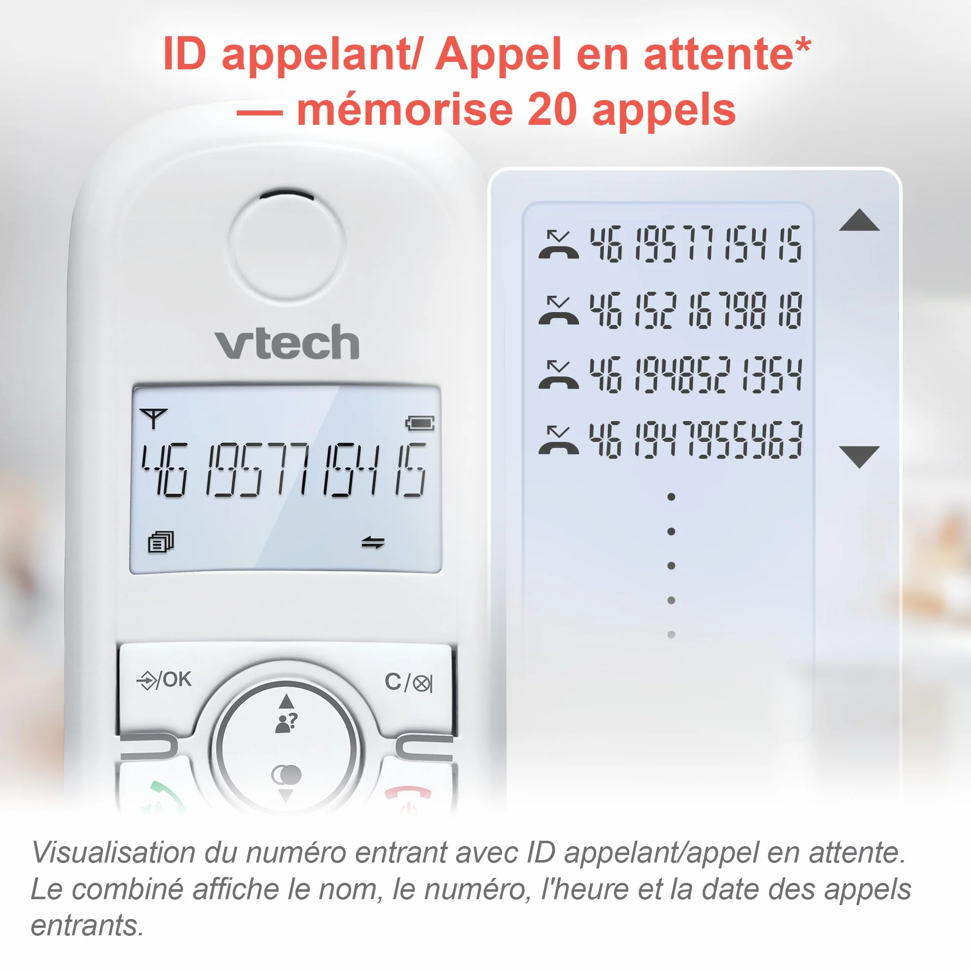 VTech CS1551 Bezprzewodowy telefon DECT z 2 słuchawkami z ładowarką, automatyczną sekretarką, blokadą połączeń, identyfikatorem dzwoniącym/połączenia oczekującego, głośnikiem, podświetlanym ekranem i