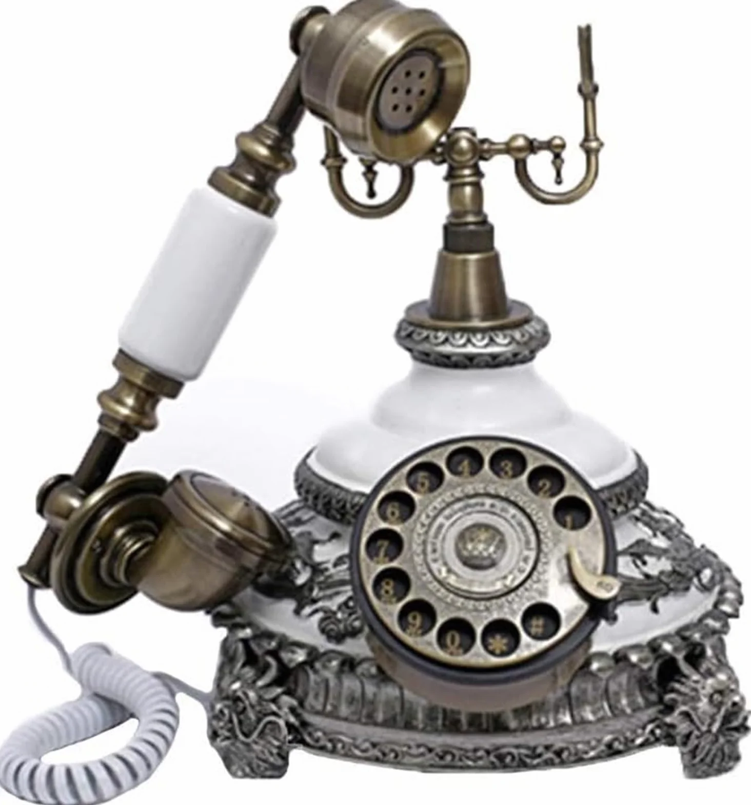 Telefon stacjonarny do domu europejski antyczny telefon telefony z tarczą obrotową Retro stacjonarny telefon biurkowy, telefon przewodowy